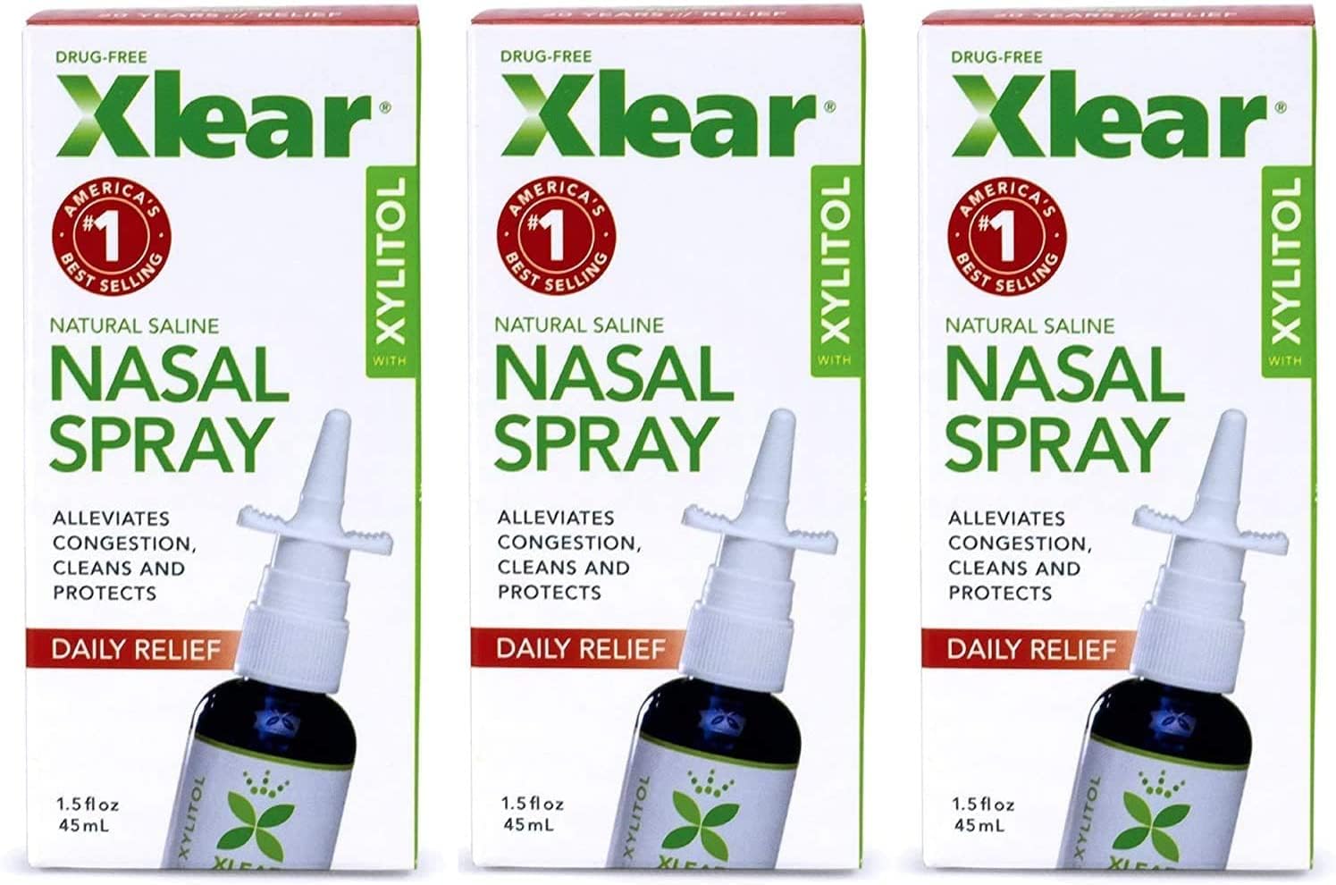 Xlear spray nasal naturel xyliol, bouteille prête à l'emploi pour hydrater et dégager les voies nasales.