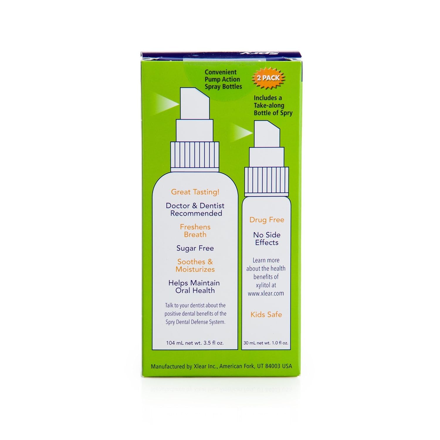 Spry Xlear: formule à base de xylitol sans édulcants artificiels.