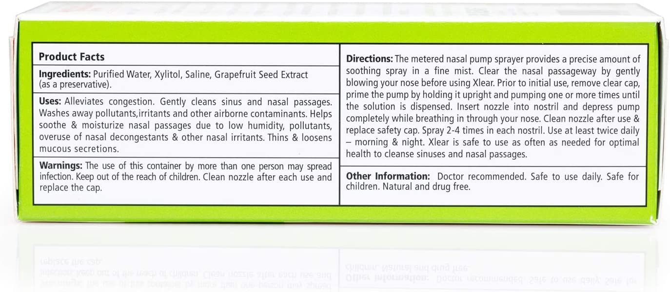 Xlear xyliol amélioration congestion nasale, dose efficace pour ouvrir les voies respiratoires.