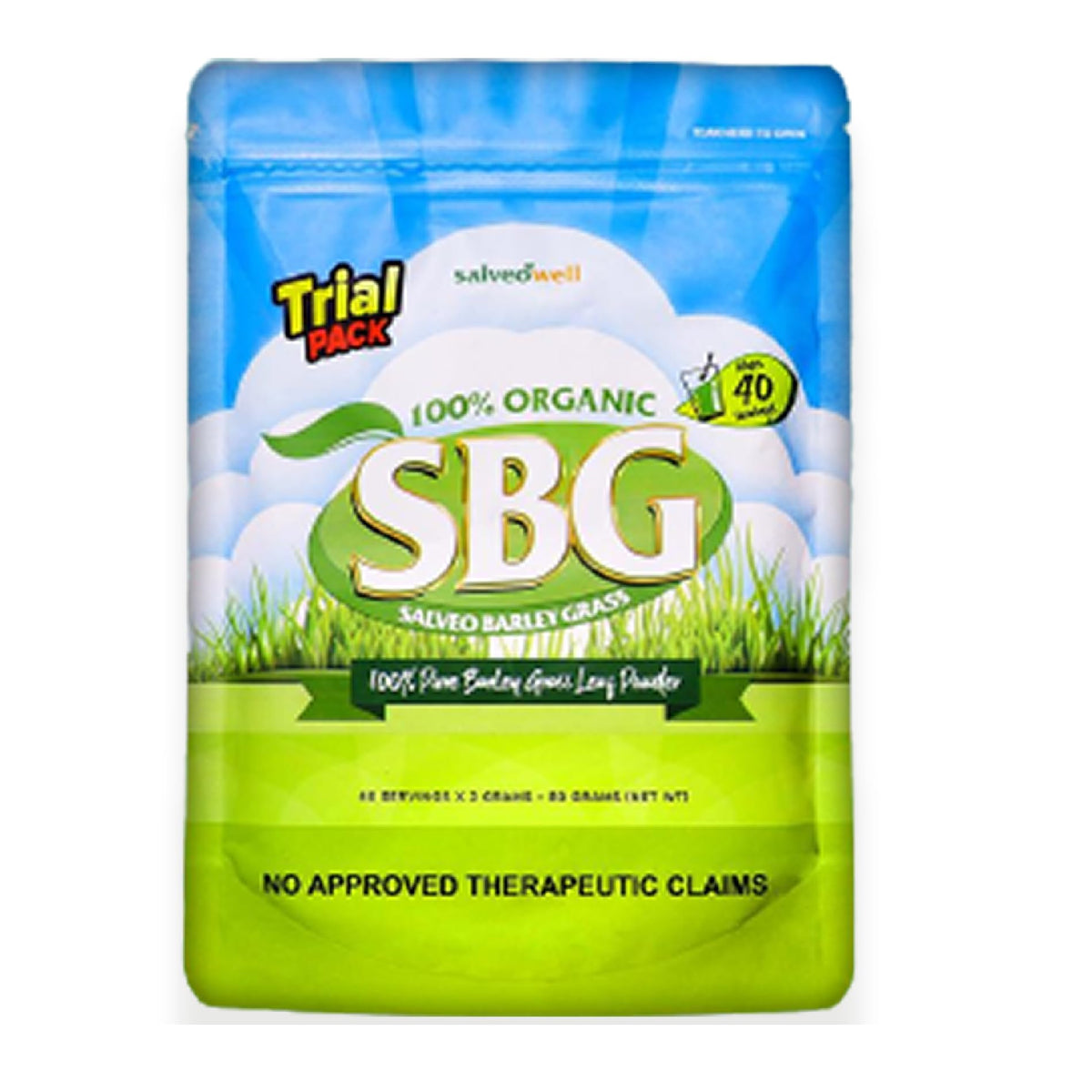 Salveo poudre d'orge verte dans une tasse, démarrage nutritif de journée