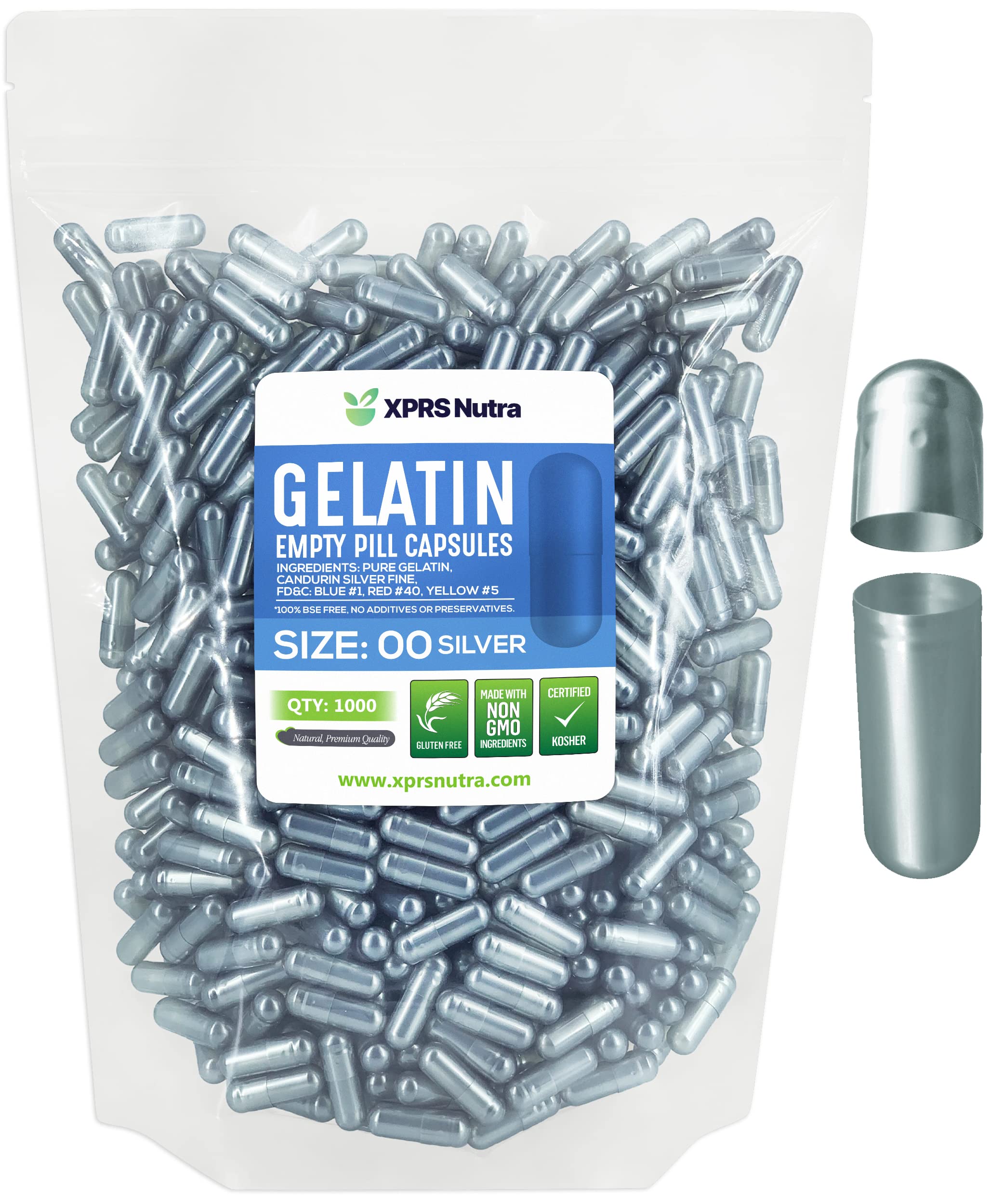 Capsules 00 vides XPRS Nutra transparentes pour remplissage précis.