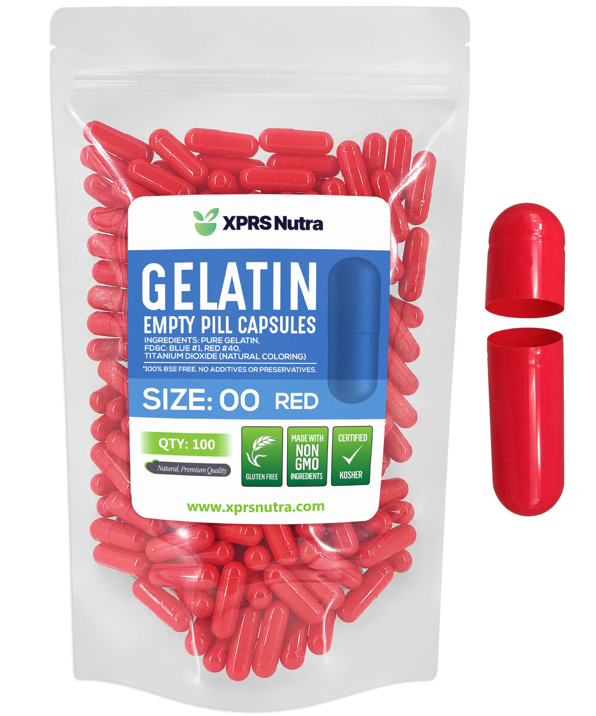 Capsules gélatine 00 translucides XPRS Nutra facilitant le remplissage précis.