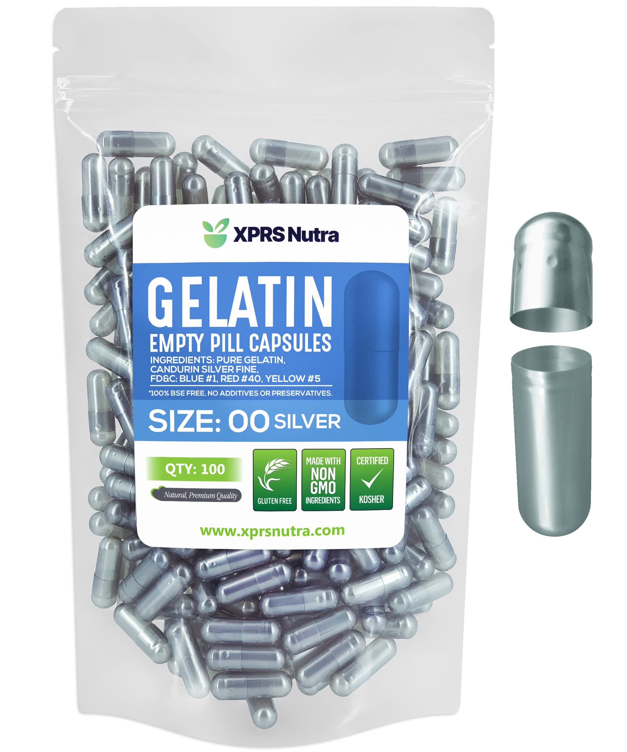 Capsules gelatine XPRS Nutra 00 vide prête au remplissage précis.