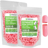 XPRS Nutra capsules séparées taille 0 roses, faciles à remplir et à dissolver.