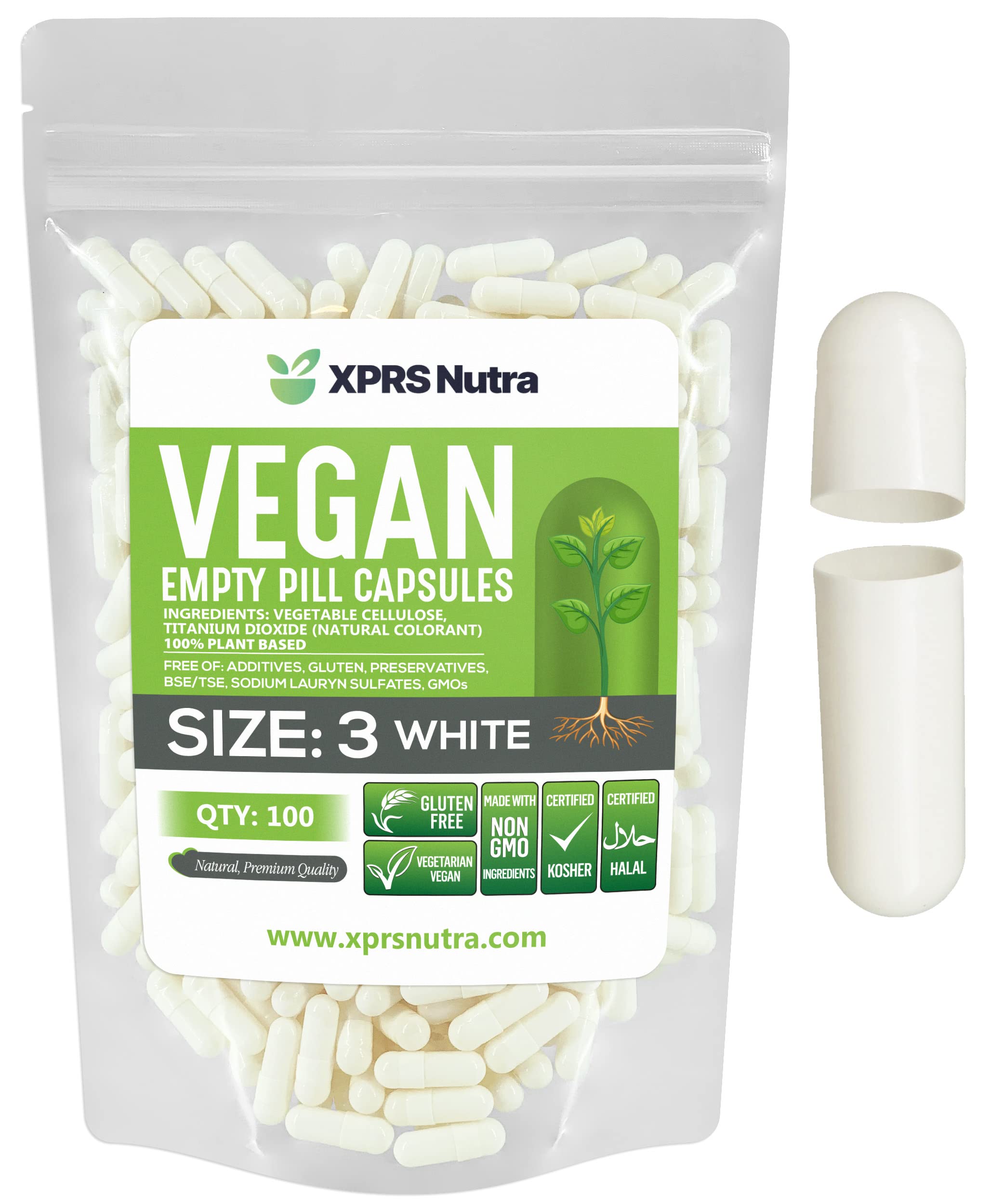 XPRS Nutra capsules-vide taille-3 ensemble montre la transparence et le remplissage précis.