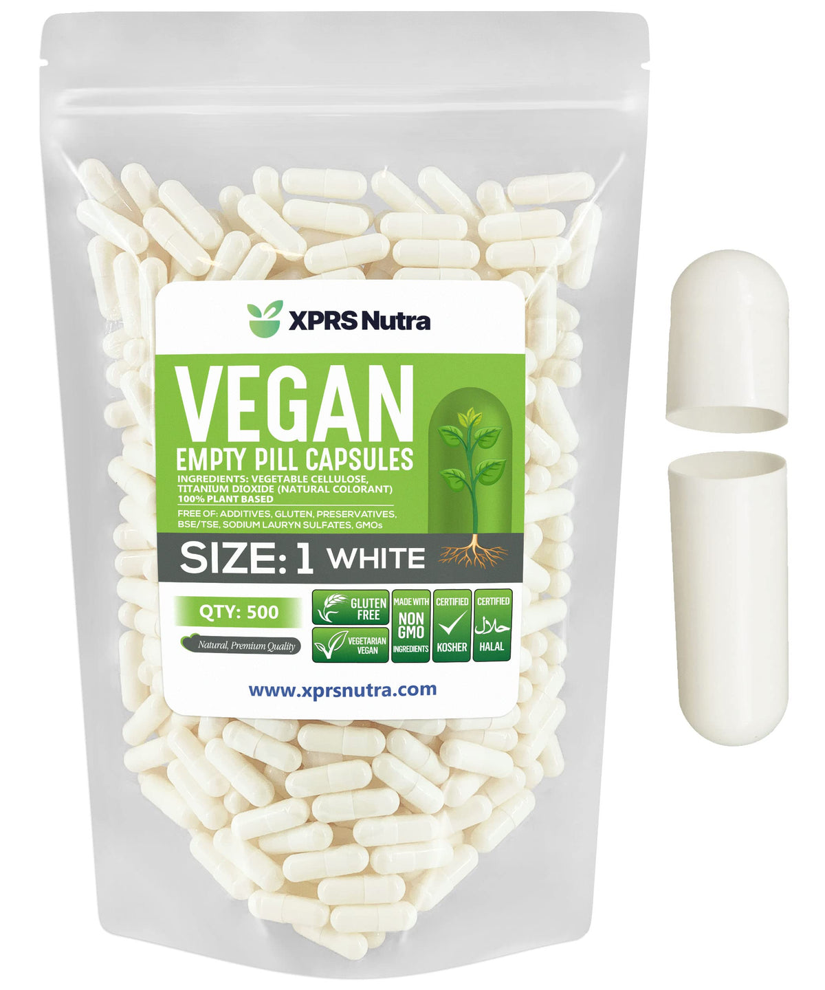 Capsules vides taille 1 XPRS Nutra, adaptées au remplissage maison