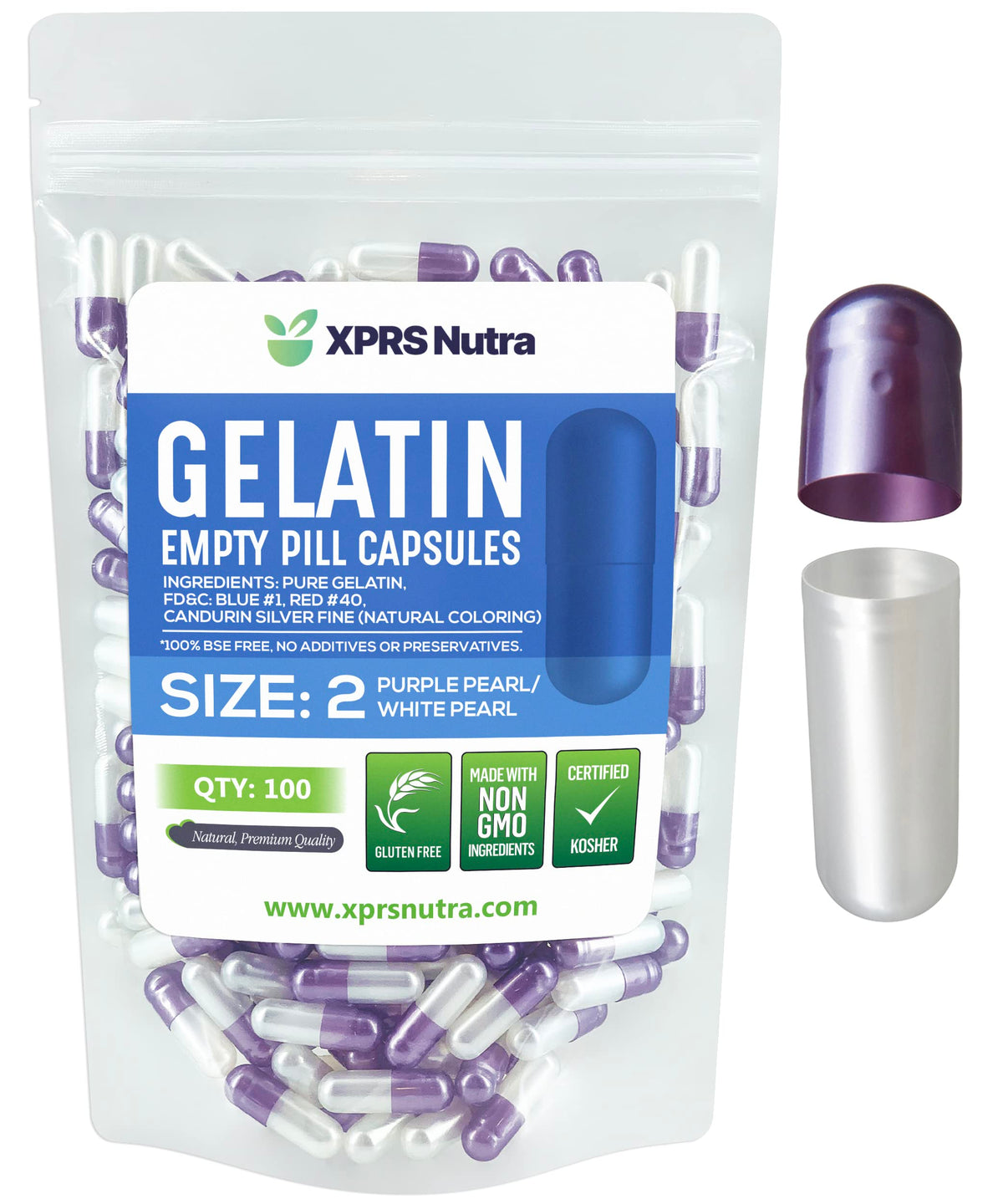 XPRS Nutra capsules vides taille 2 transparentes pour remplissage précis