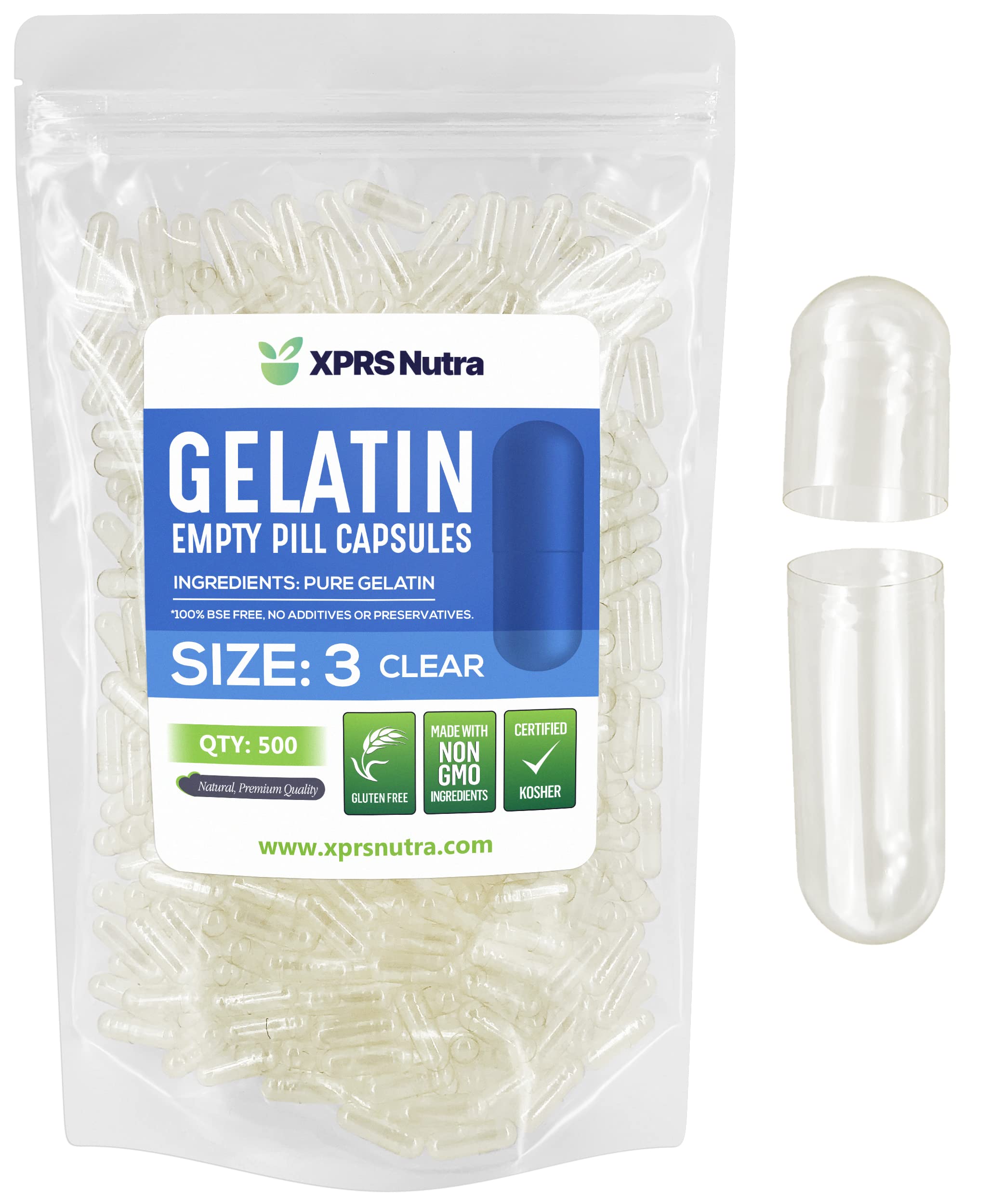 Capsules vides XPRS Nutra taille 3 transparentes facilitant le remplissage précis