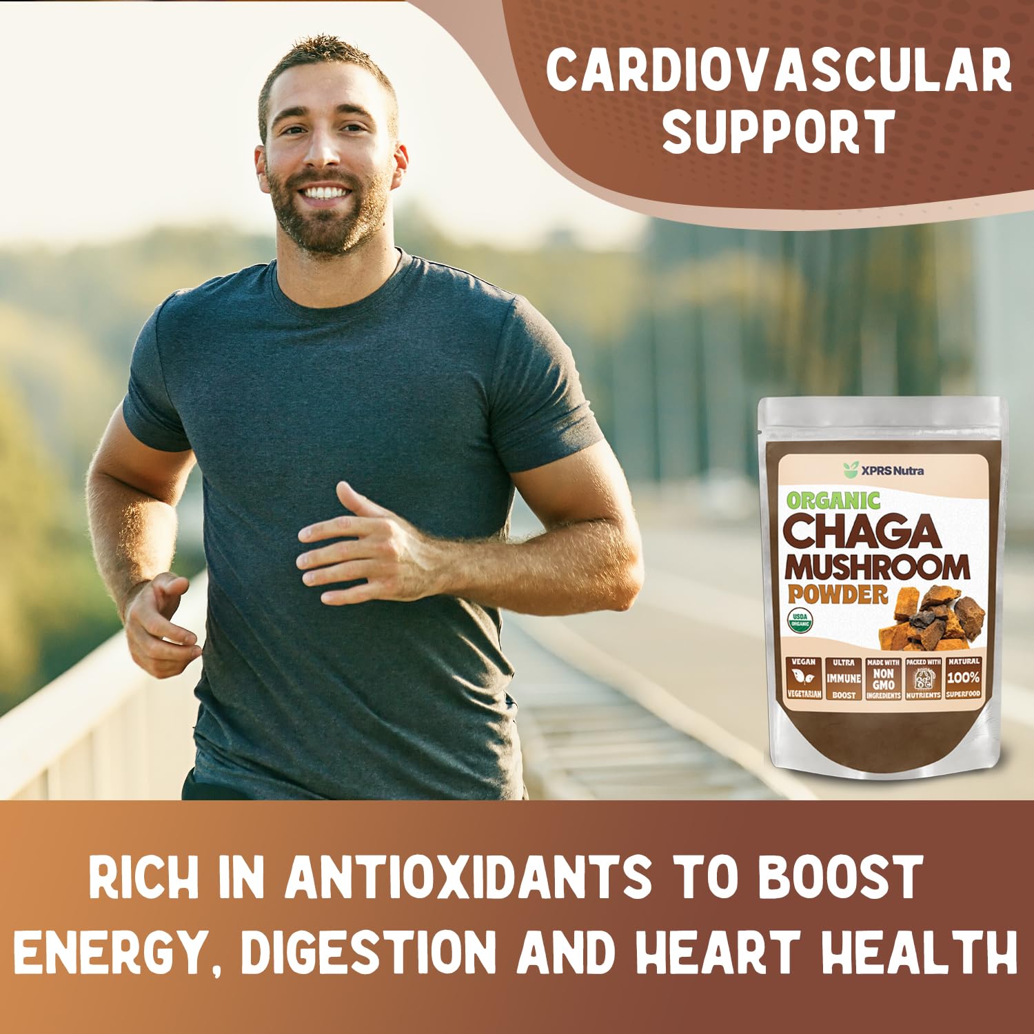 Infusion Chaga XPRS Nutra prête à déguster dans une tasse