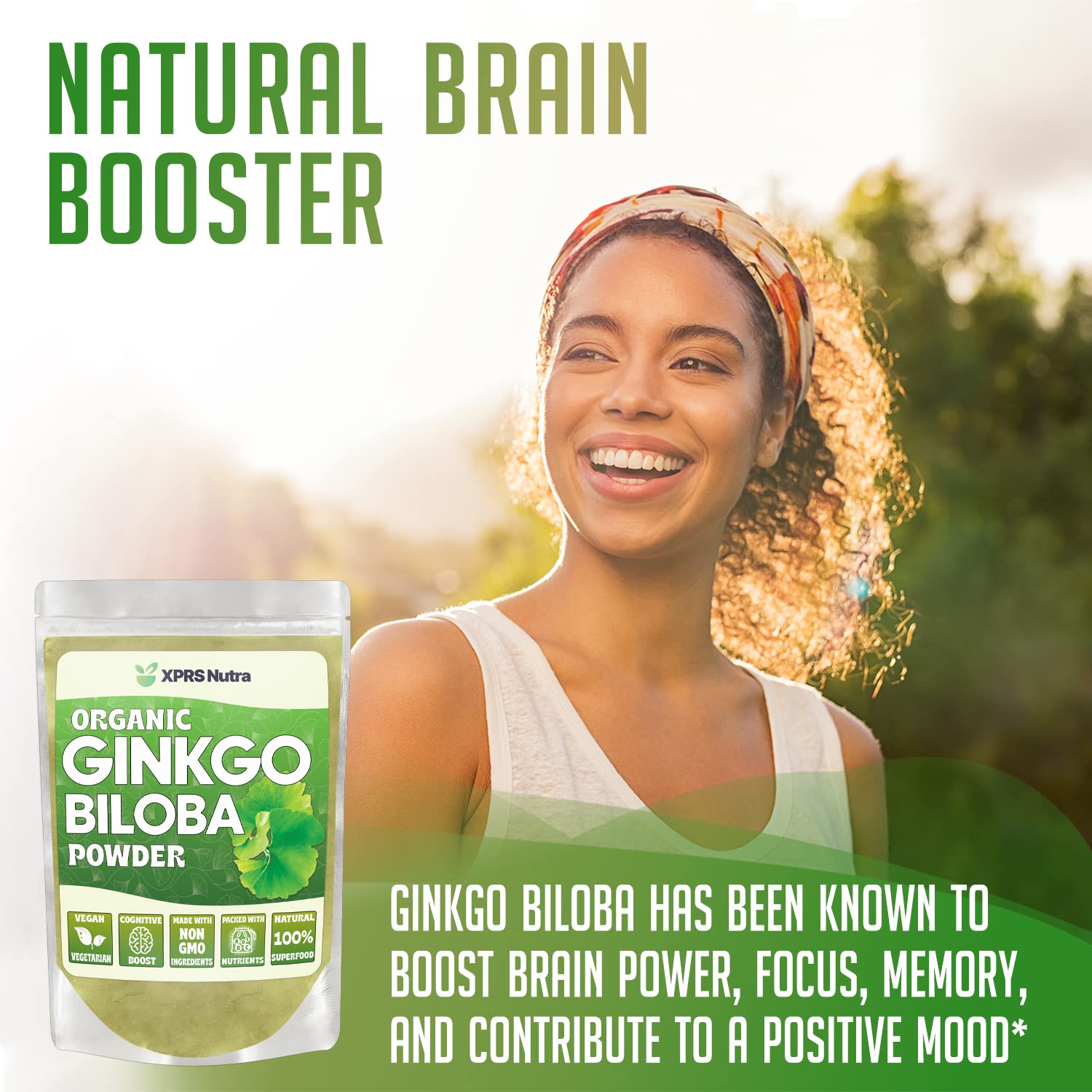 XPRS Nutra Poudre Bio Ginkgo Biloba — dose pratique pour shakes et smoothies