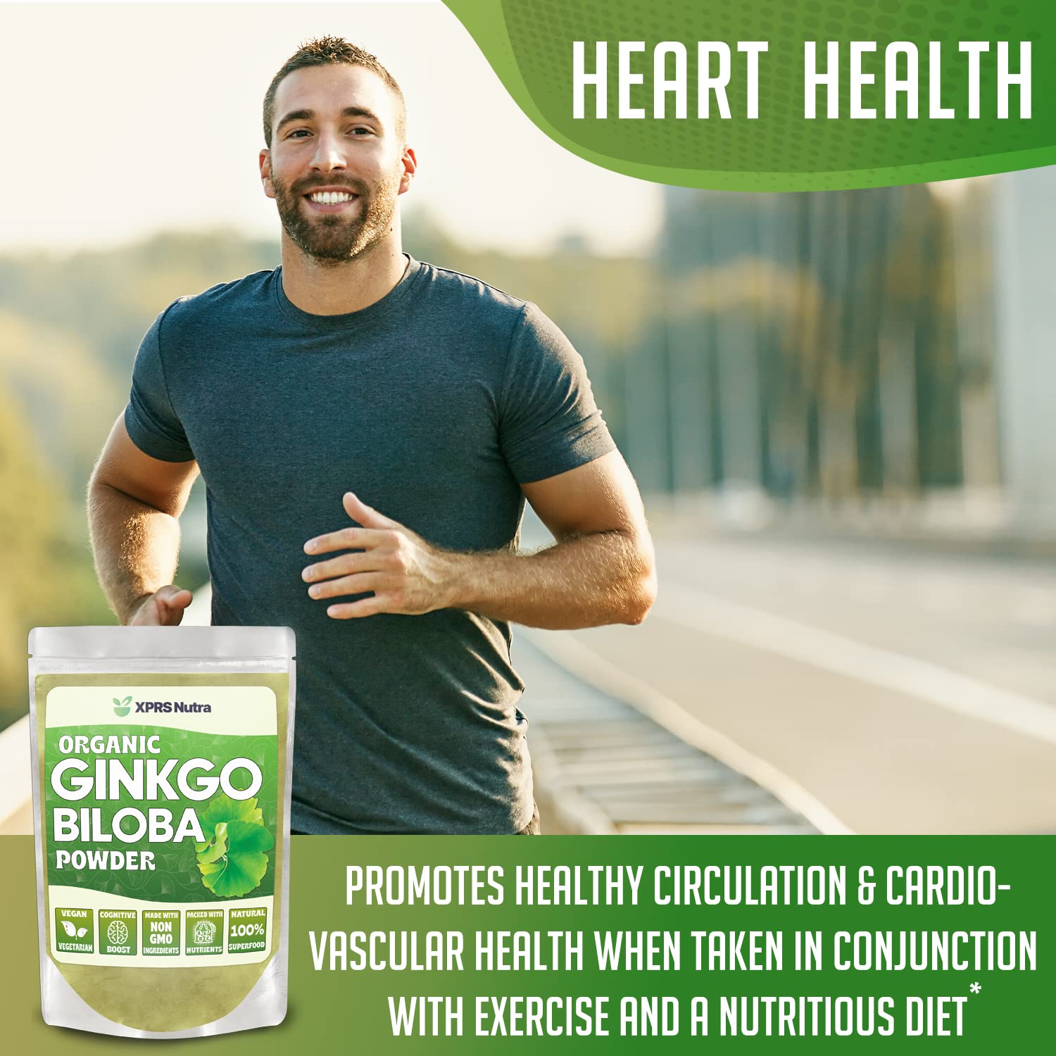 XPRS Nutra Poudre Bio Ginkgo Biloba — texture idéale pour recettes smoothie