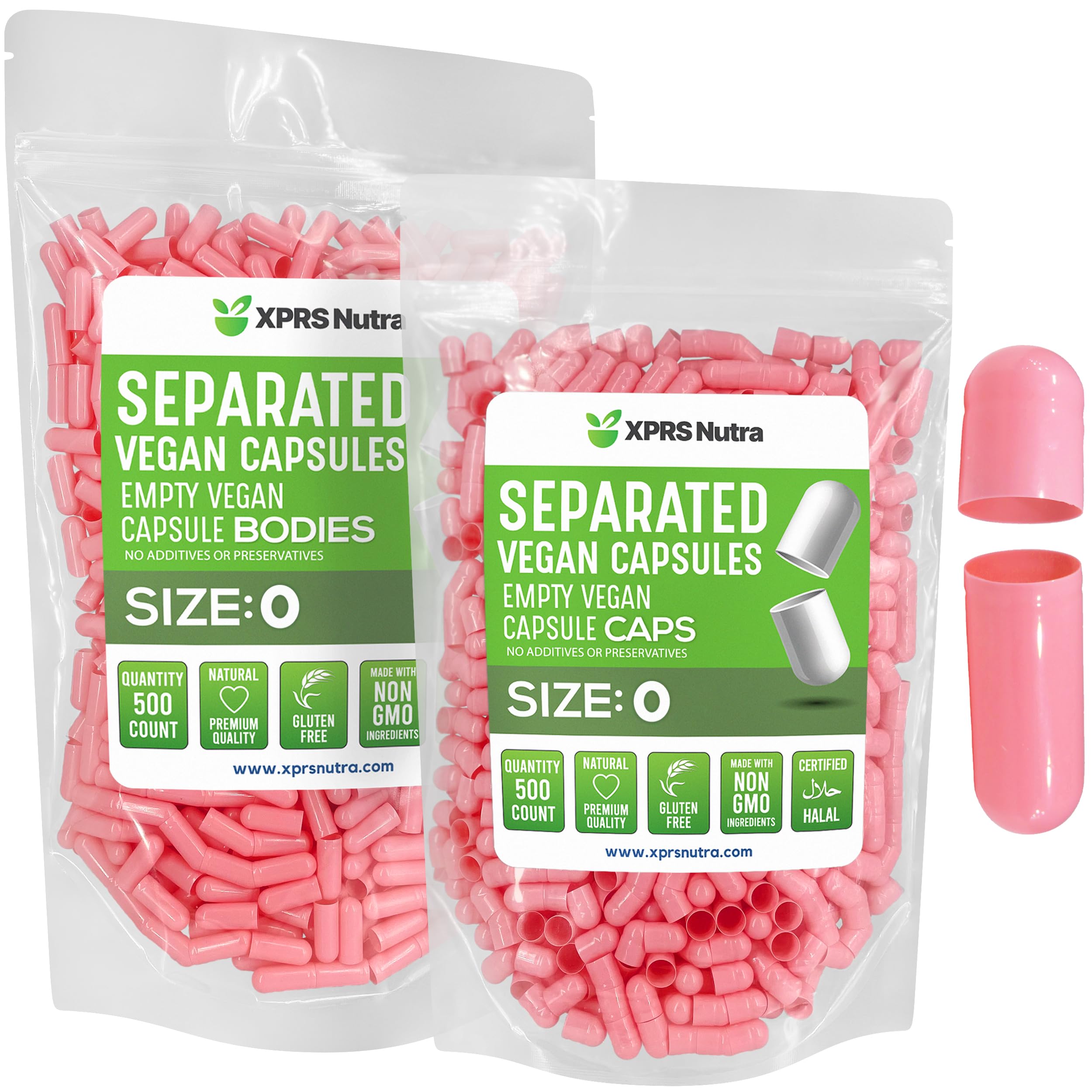 XPRS Nutra capsules végétales taille 0, roses, faciles à remplir pour faire vos mélanges maison.