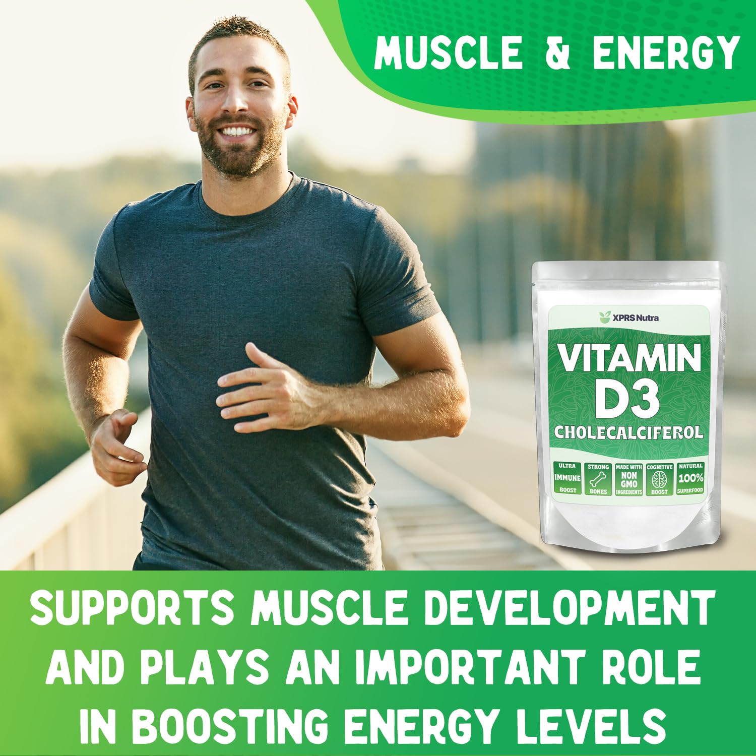 XPRS Nutra Vitamine D3 Poudre Soleil pour jours sans exposition