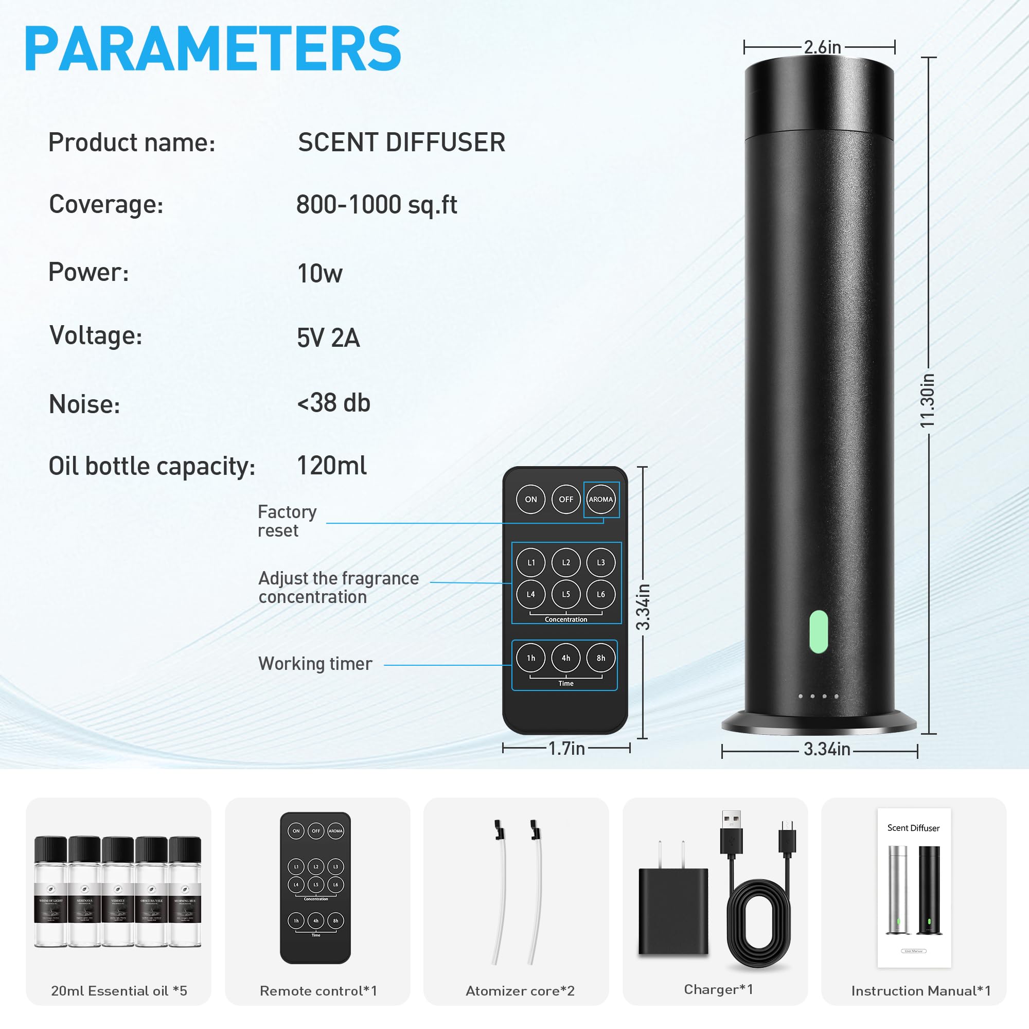 XspideM diffuseur sans eau noir, design compact et discret.
