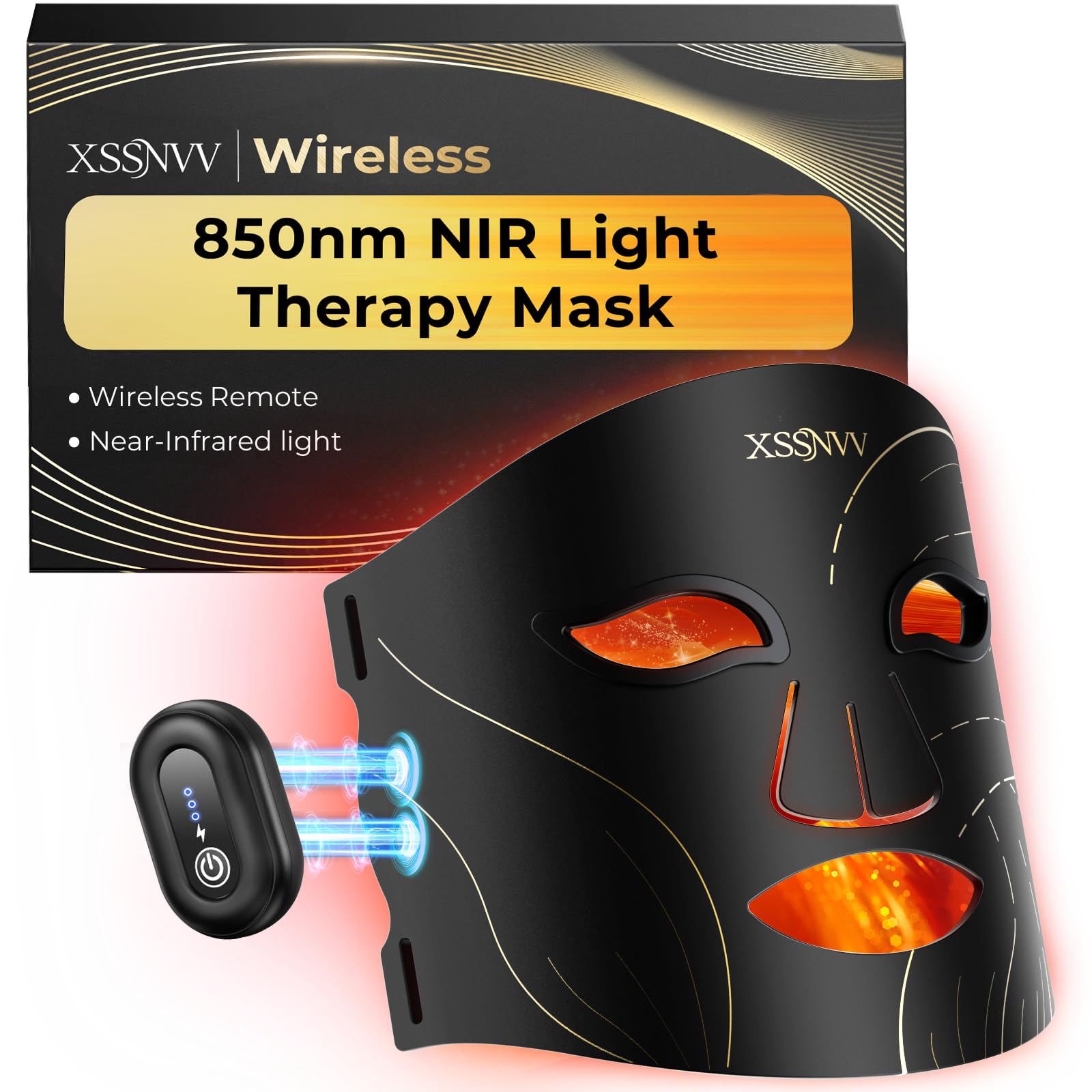 XSSNVV masque lumière rouge 850 nm sans fil pour le soin du visage à domicile.