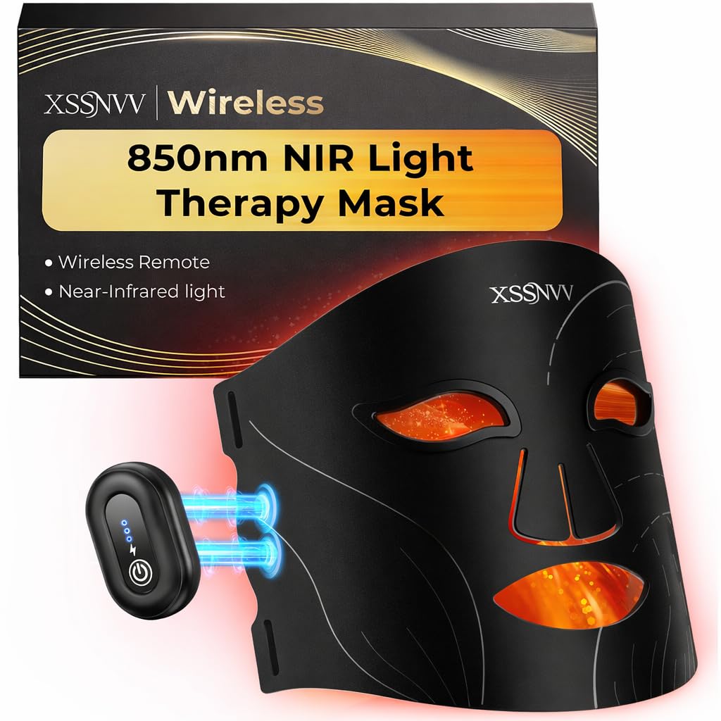 Masque XSSNVV Lumière Rouge Sans Fil 850nm, soin facial pratique et sûr à domicile