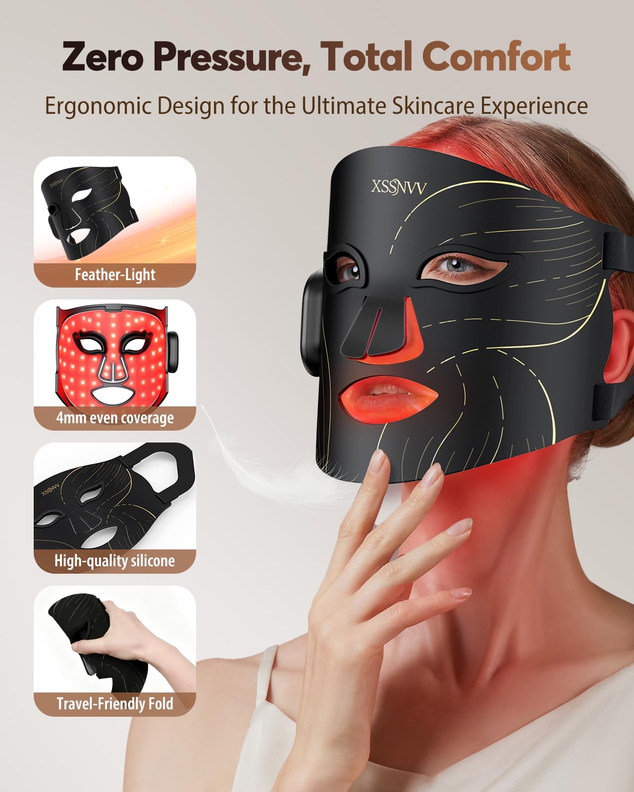 XSSNVV masque silicone doux épouse le visage, sessions confortables.