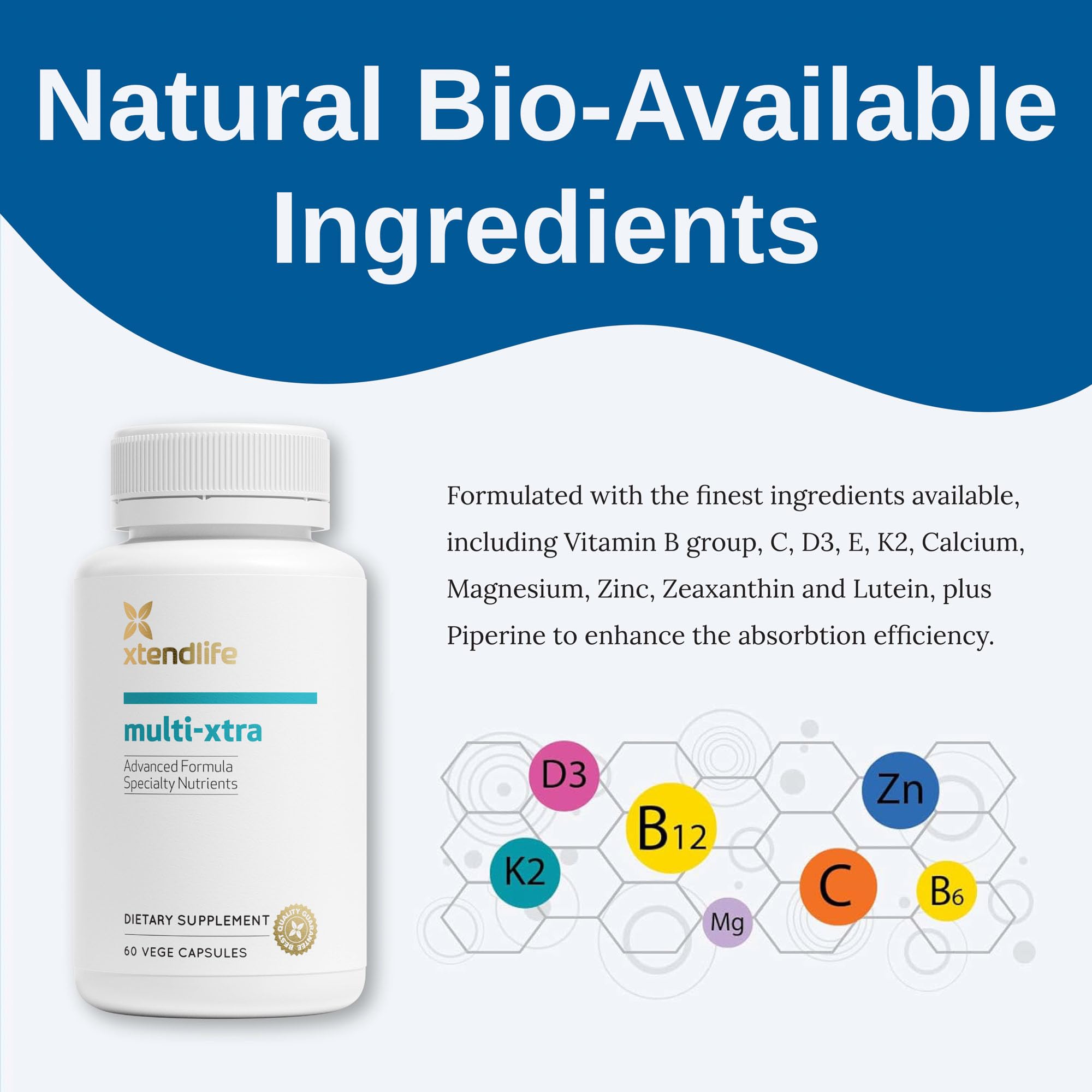 Vitamines et minéraux biodisponibles dans Xtendlife Multi-Xtra.