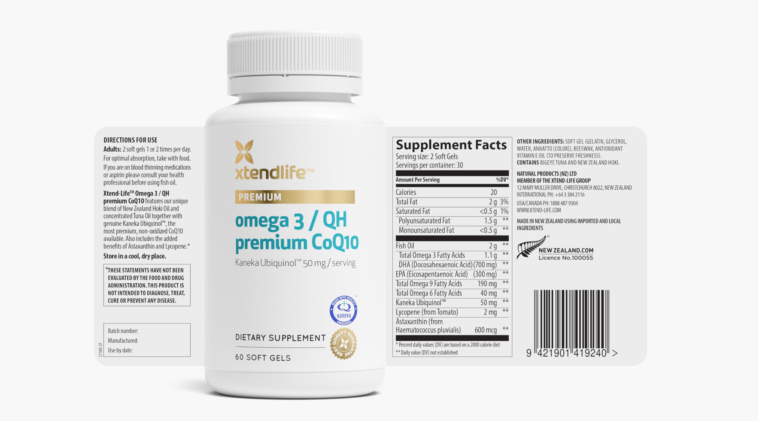 Xtendlife Omega 3 QH – Astaxanthine et Lycopène pour éclat de peau