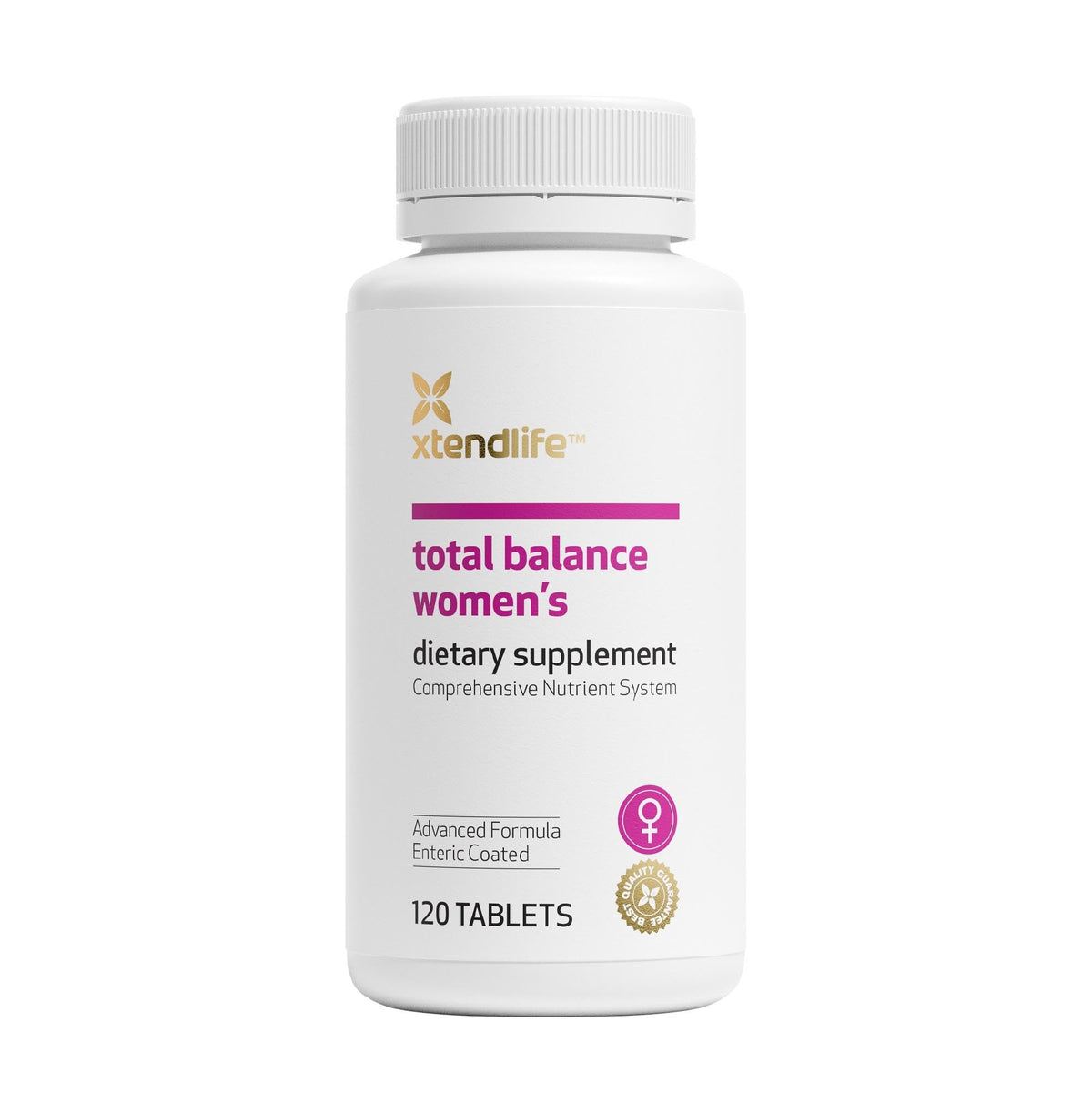 Xtendlife Total Balance bouteille de compléments, soutien quotidien potentiel.