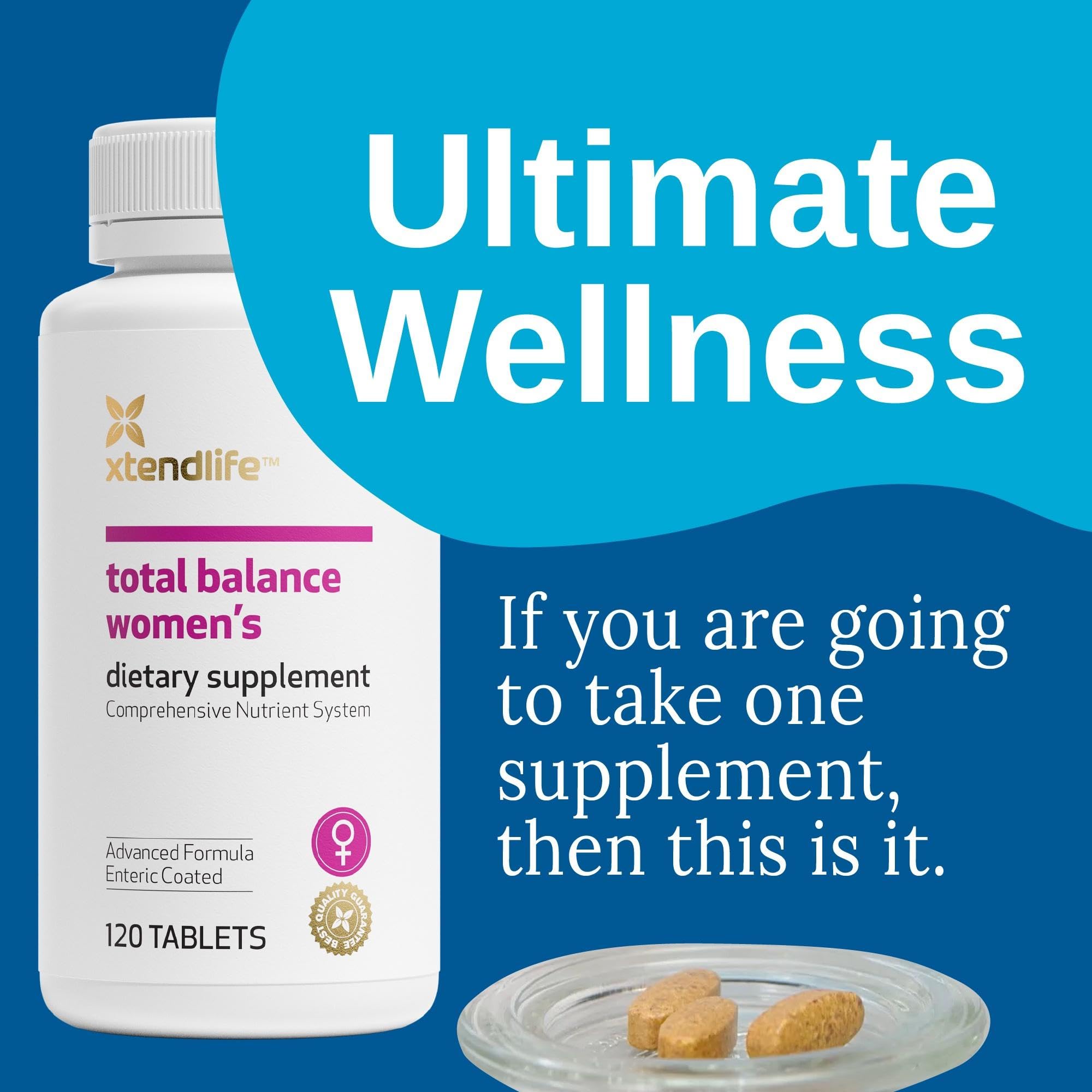 Xtendlife Total Balance gélules visibles, apport nutritionnel pour femmes.