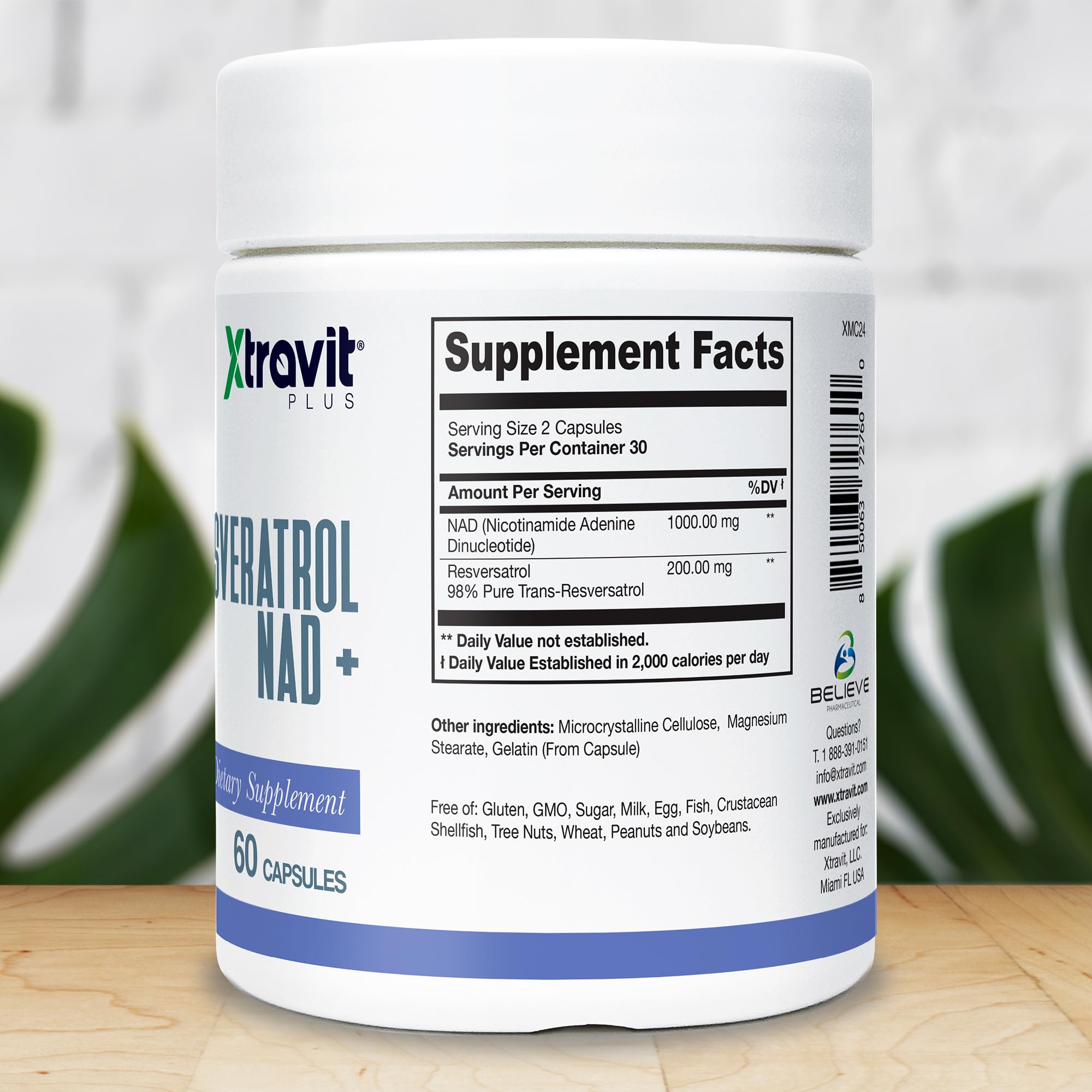 Xtravit Résveratrol NAD+ – emballage affichant les informations produit.