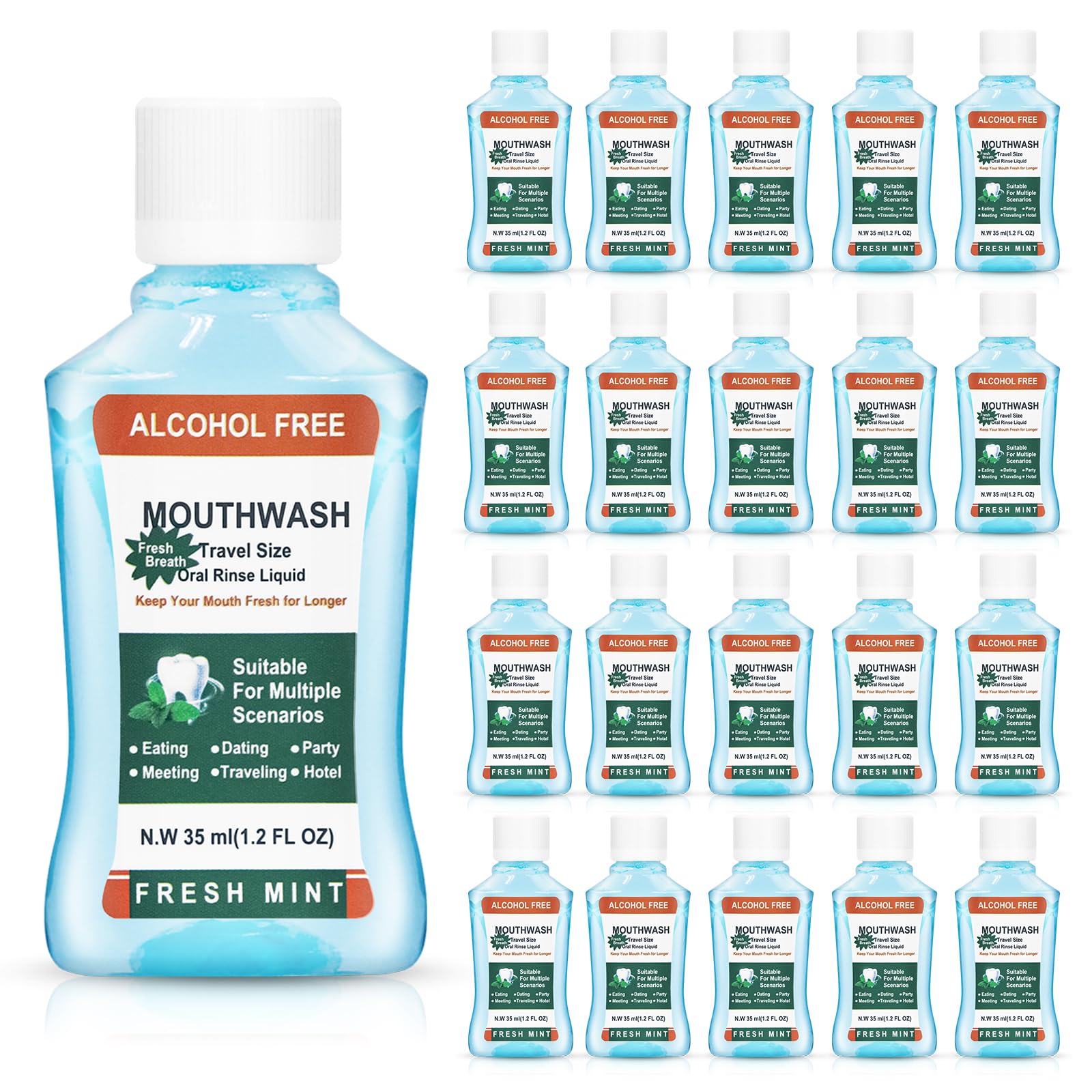 Bain de bouche mini Xuezoioy 35 ml, fraicheur instantanee en voyage.