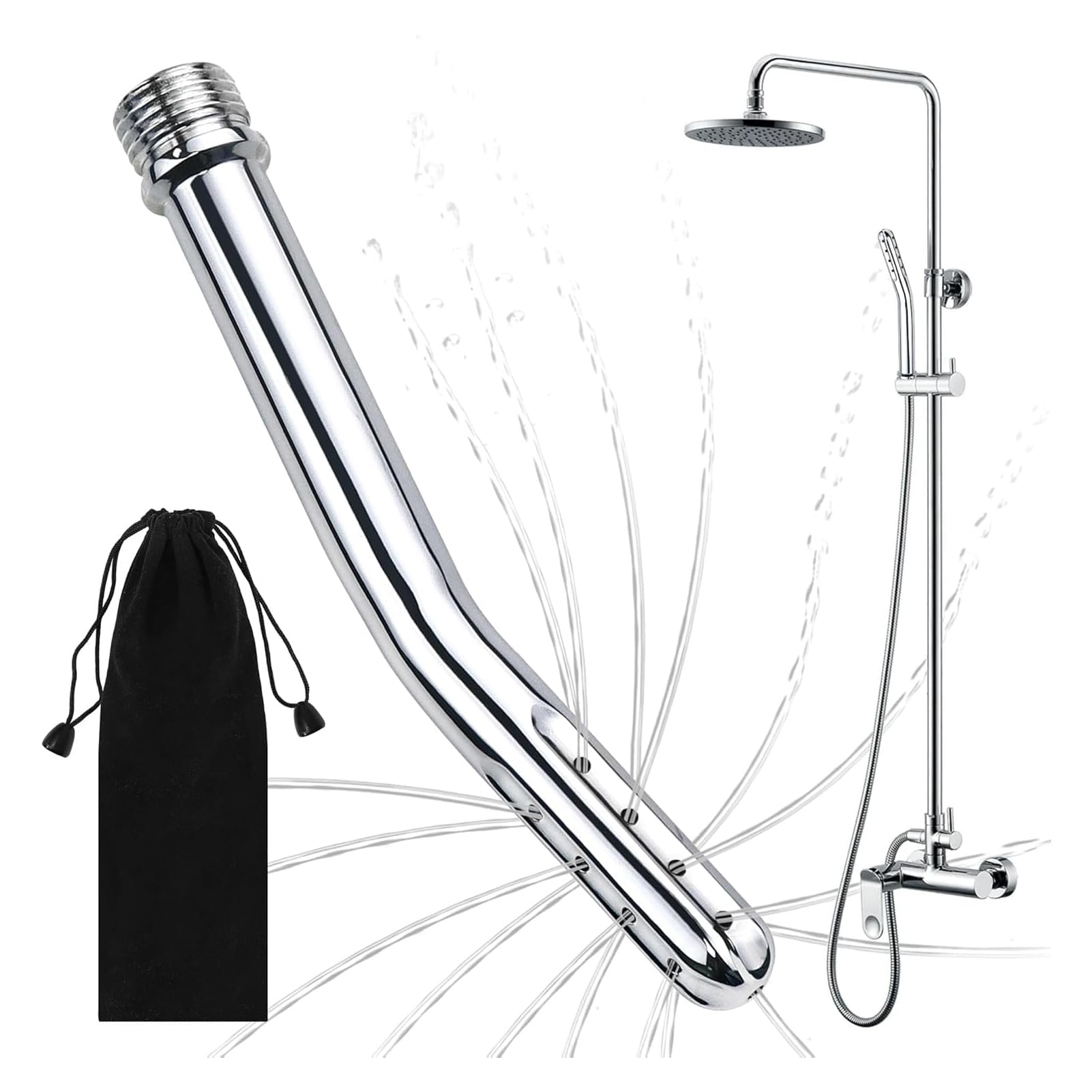 XUYU douche en métal, tête avec 17 orifices pour une couverture homogène et douce.