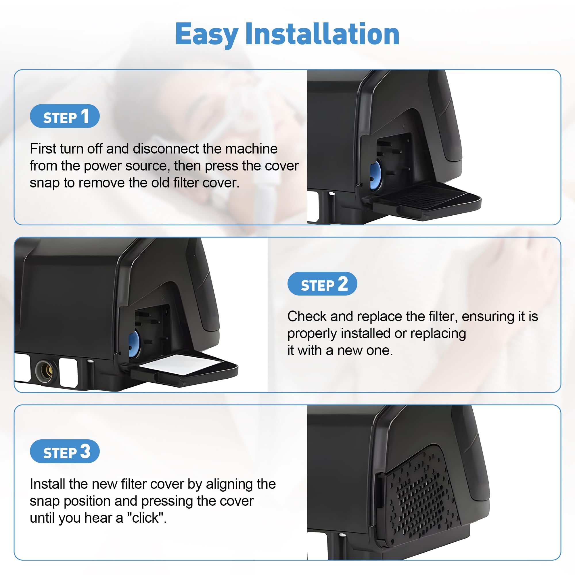 XwaYexa accessoire CPAP noir, équipement essentiel pour filtration fiable