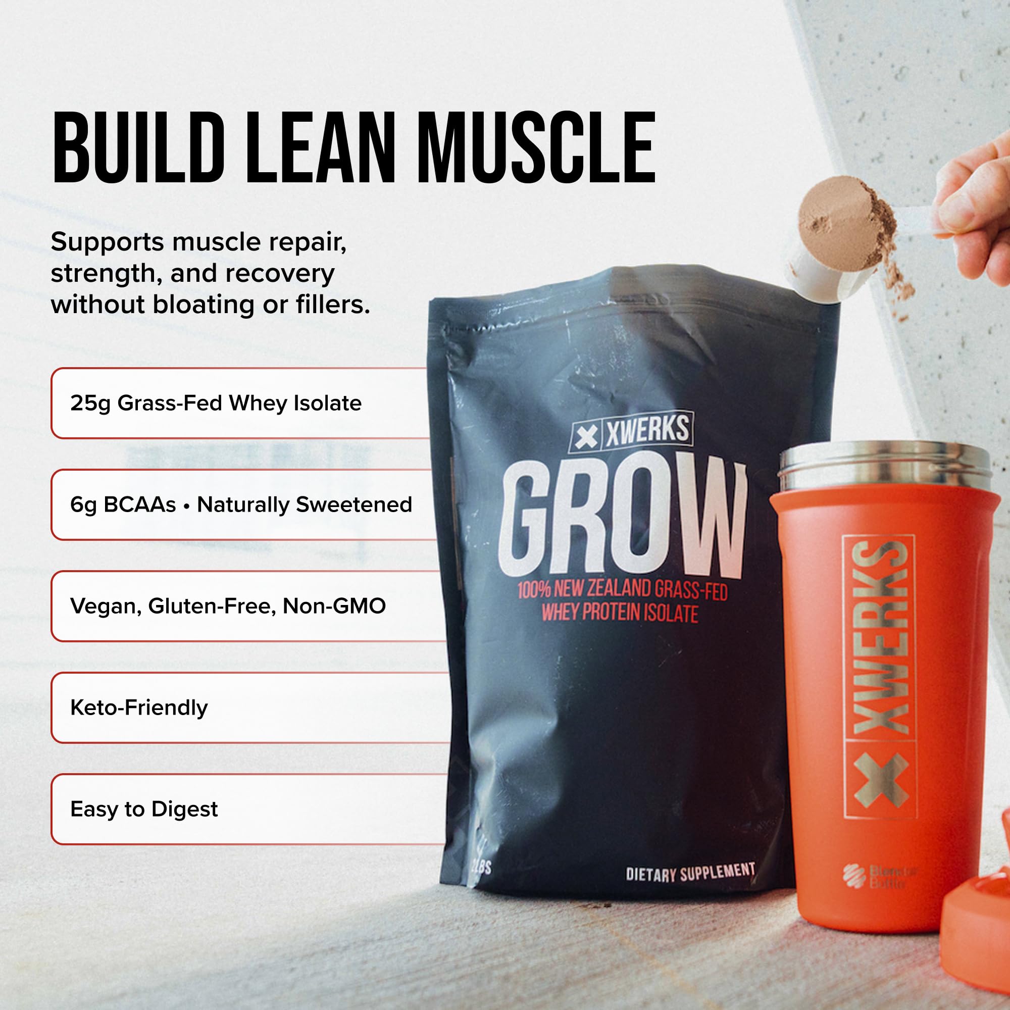 XWERKS Grow shake chocolat, texture onctueuse apres l'effort.