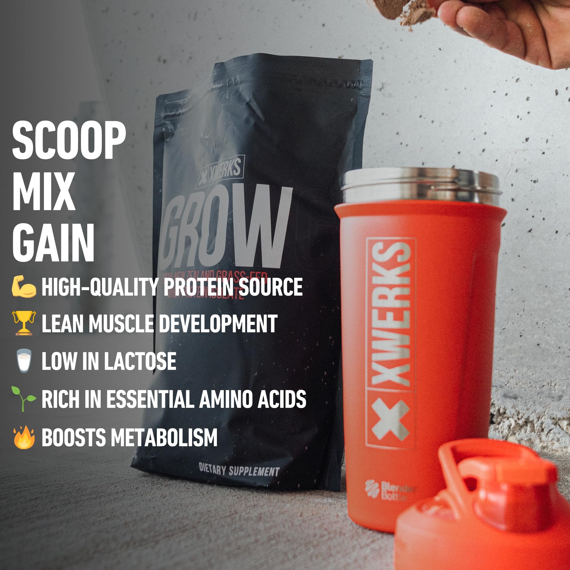 XWERKS Grow smoothie vanille, goût naturel sans lactose