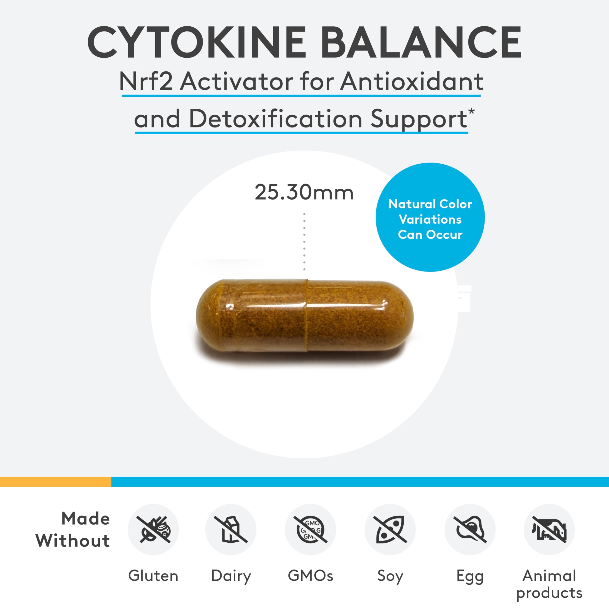 Étiquette XYMOGEN Cytokine Balance montrant les ingrédients clés.