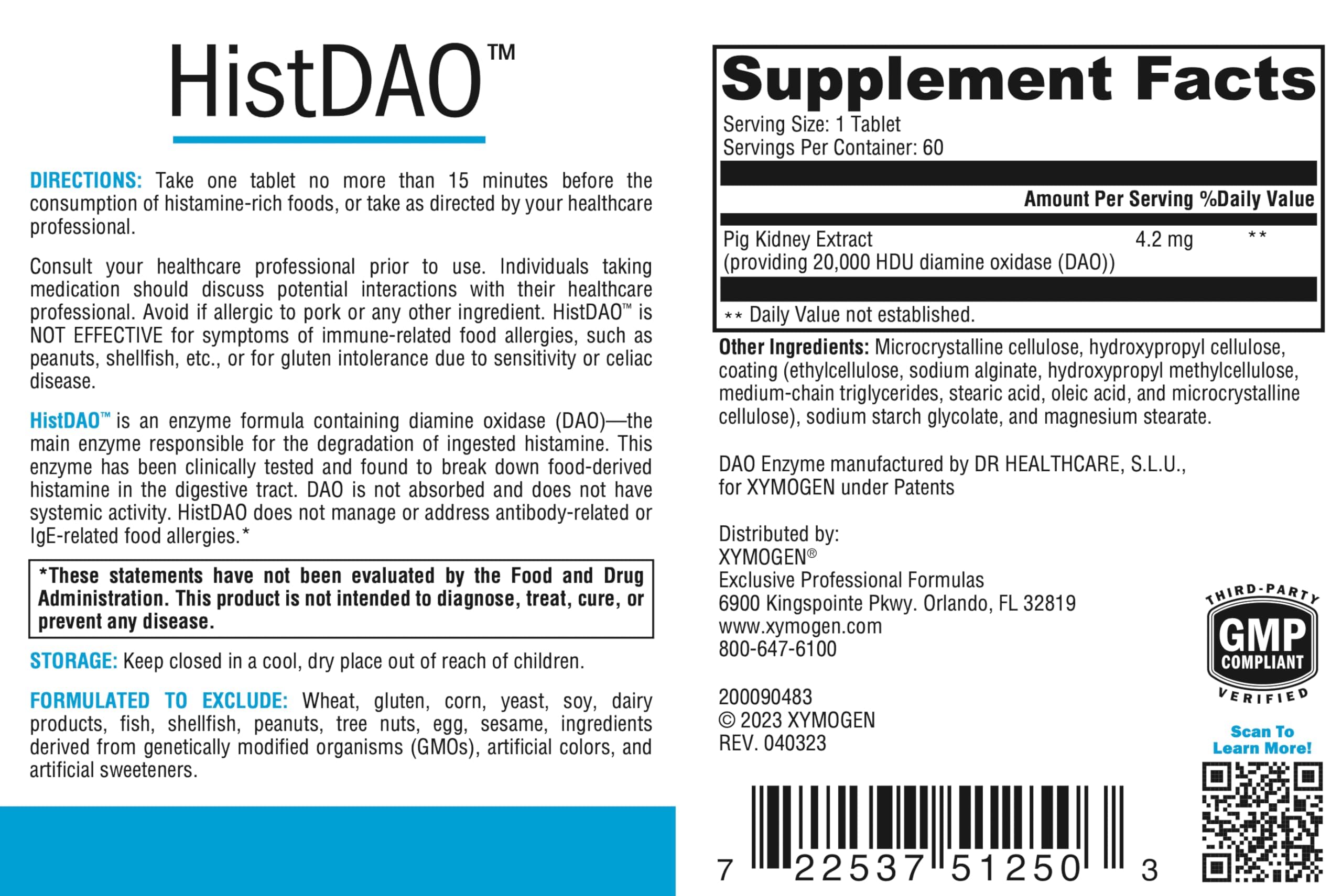 HistDAO, tablette en gros plan, dose élevée pour dégrader l histamine alimentaire.