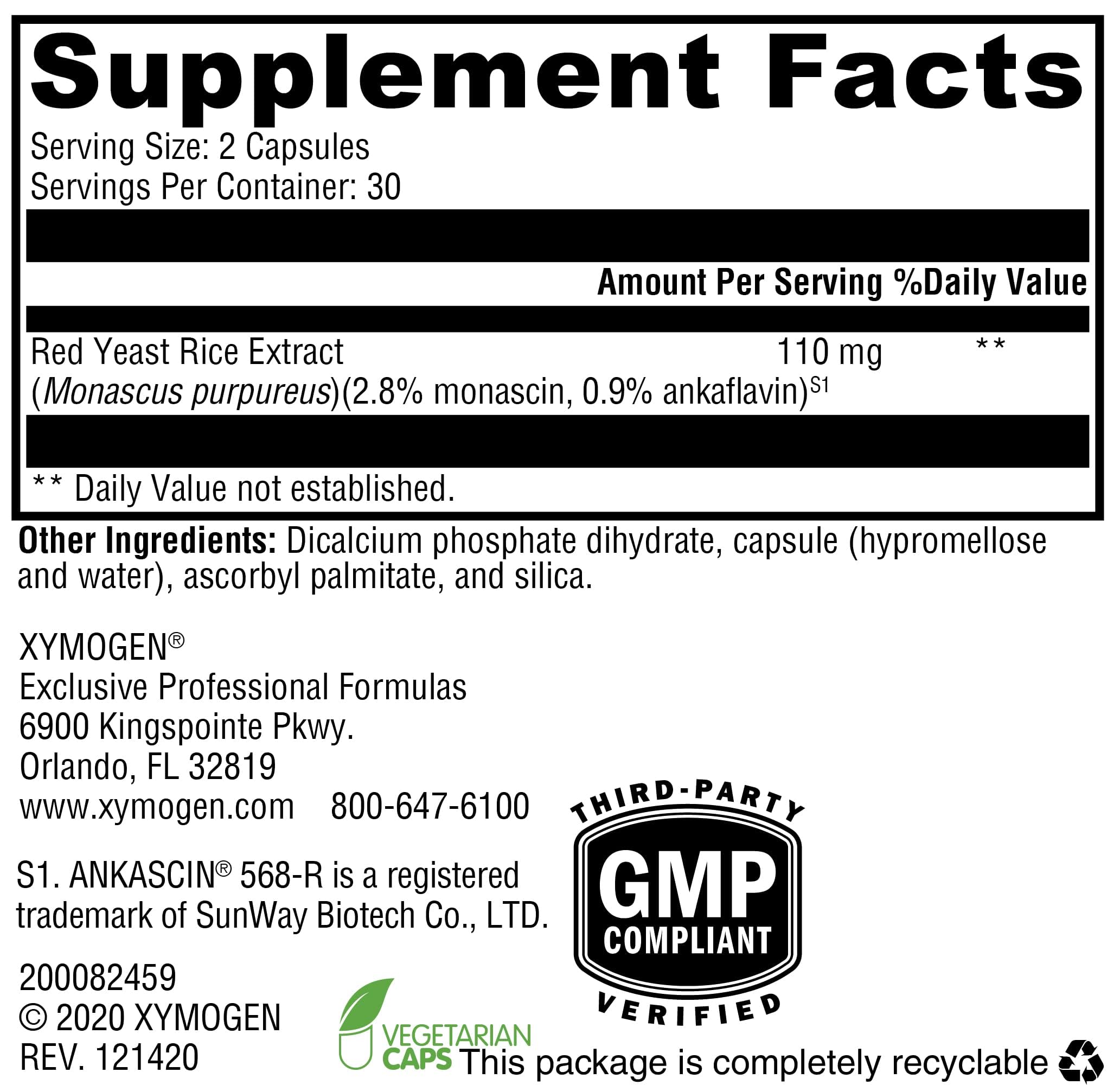 Riz rouge XYMOGEN en capsules dans l'emballage, sans OGM