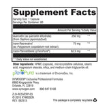 XYMOGEN Resveratin Plus: étiquette montrant résvératrol et quercétine pour le bien-être.