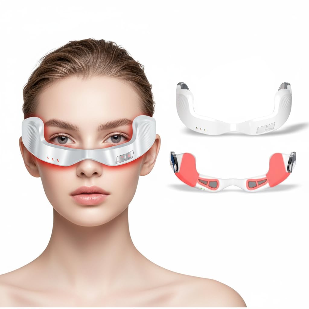 Lunettes XYAIZL thérapie lumière rouge 650nm pour atténuer cernes et regard fatigué.