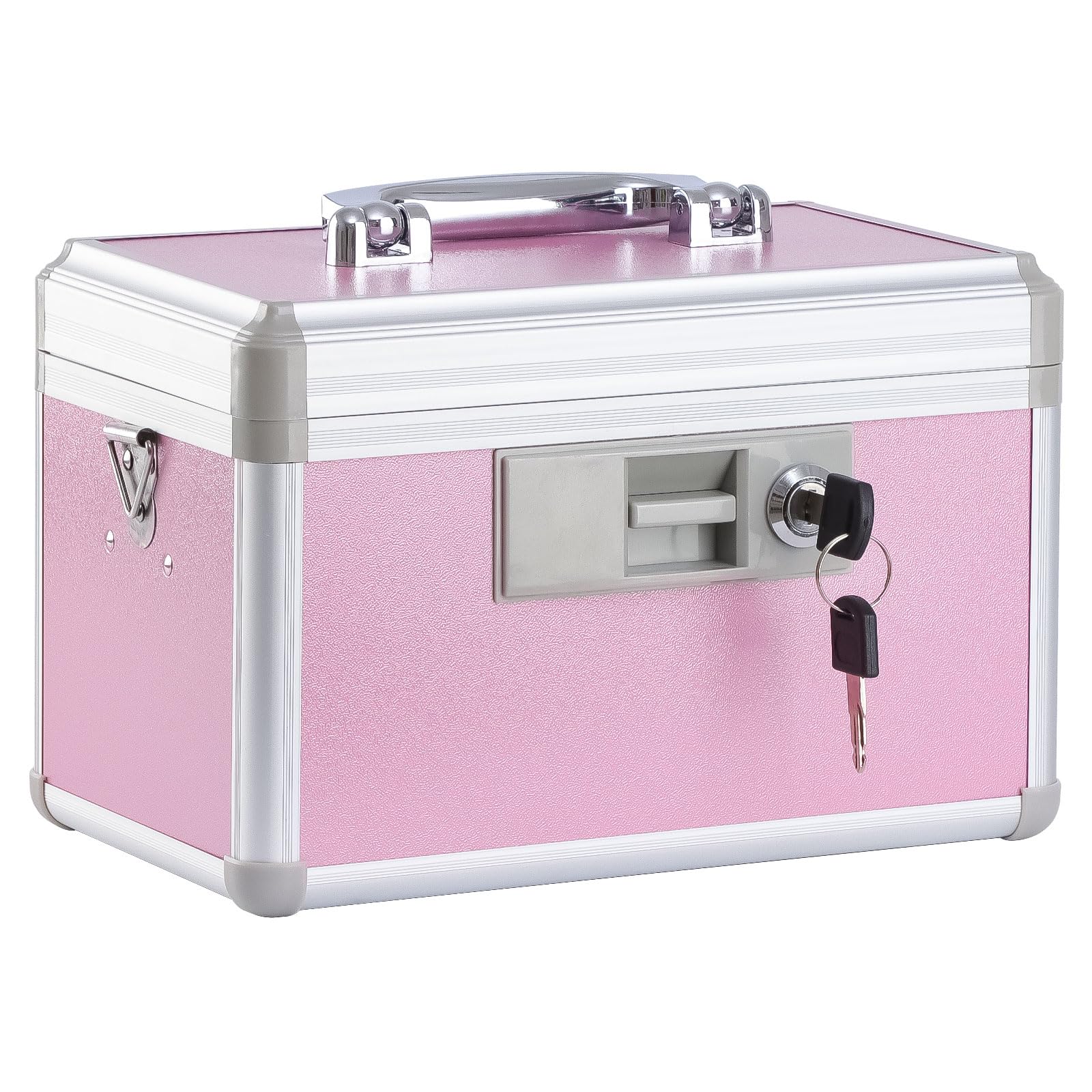 Boîte à médicaments xydstay rose en aluminium, rangement sûr et durable.