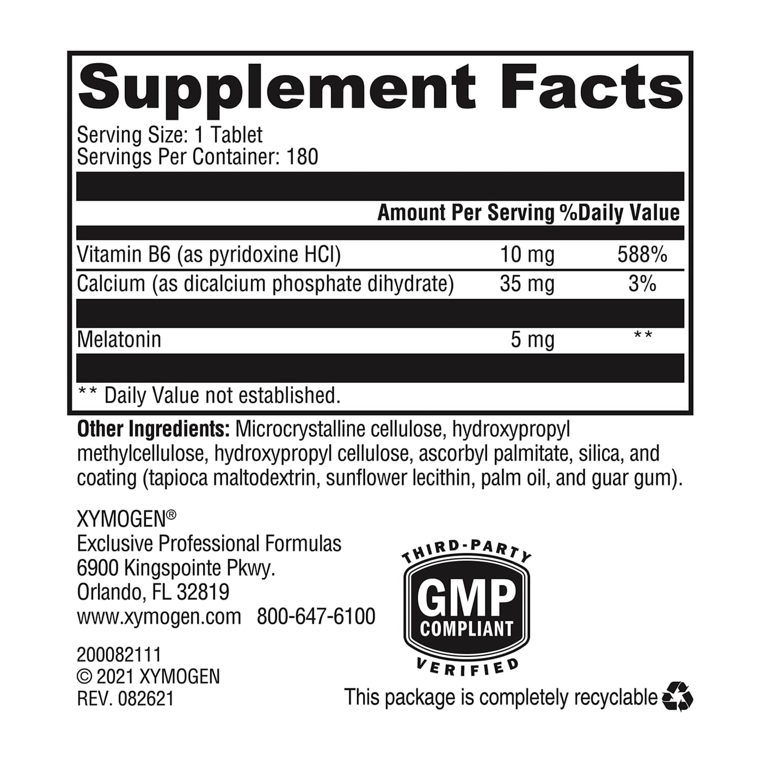 XYMOGEN Melatonin CR – tablette 5 mg, dosage simple pour le soir.