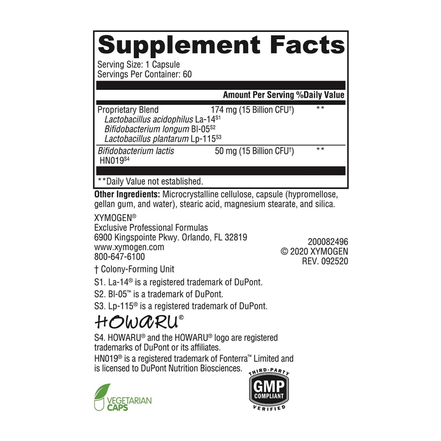 XYMOGEN ProbioMax Daily 30B, capsules végétariennes pour équilibre digestif.
