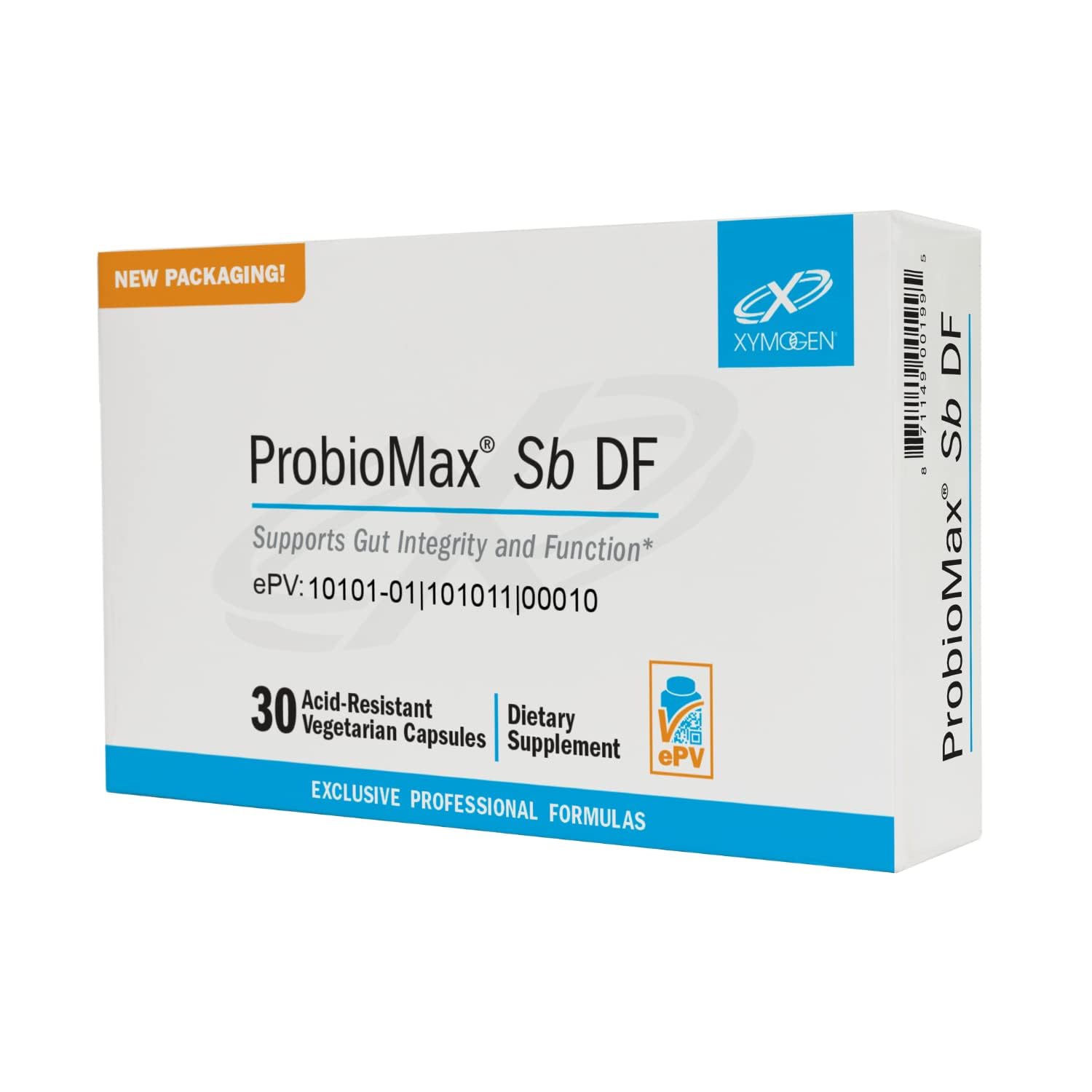 XYMOGEN ProbioMax Sb 35B : bouteille montrant capsules végétariennes pour usage quotidien.
