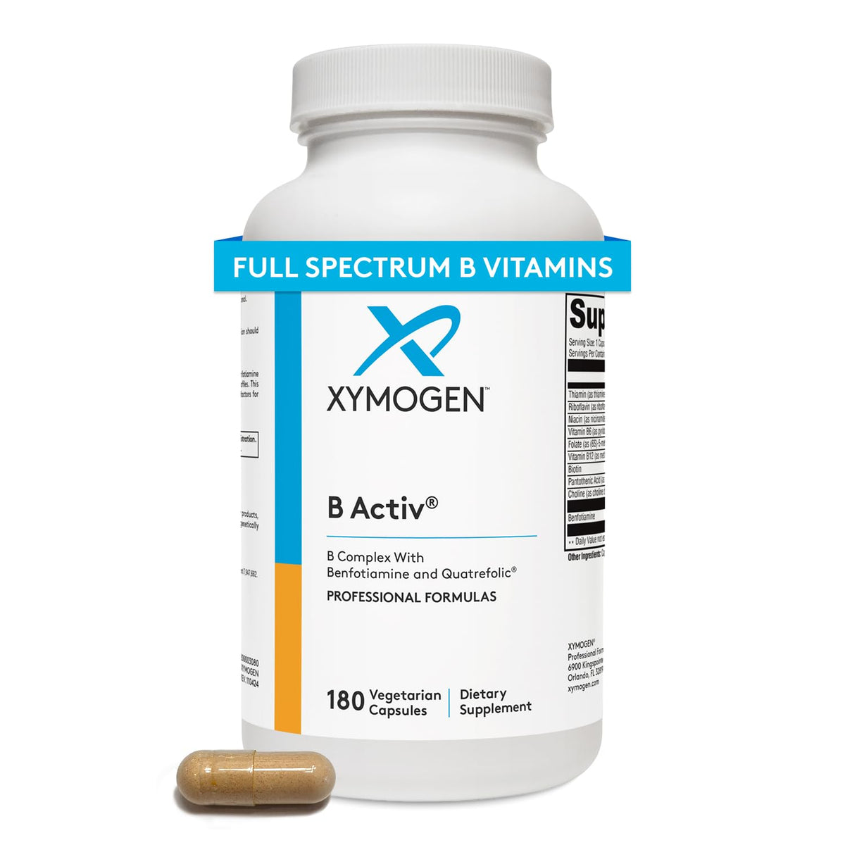 XYMOGEN B-Activ, bouteille montrant le complexe pour énergie potentielle