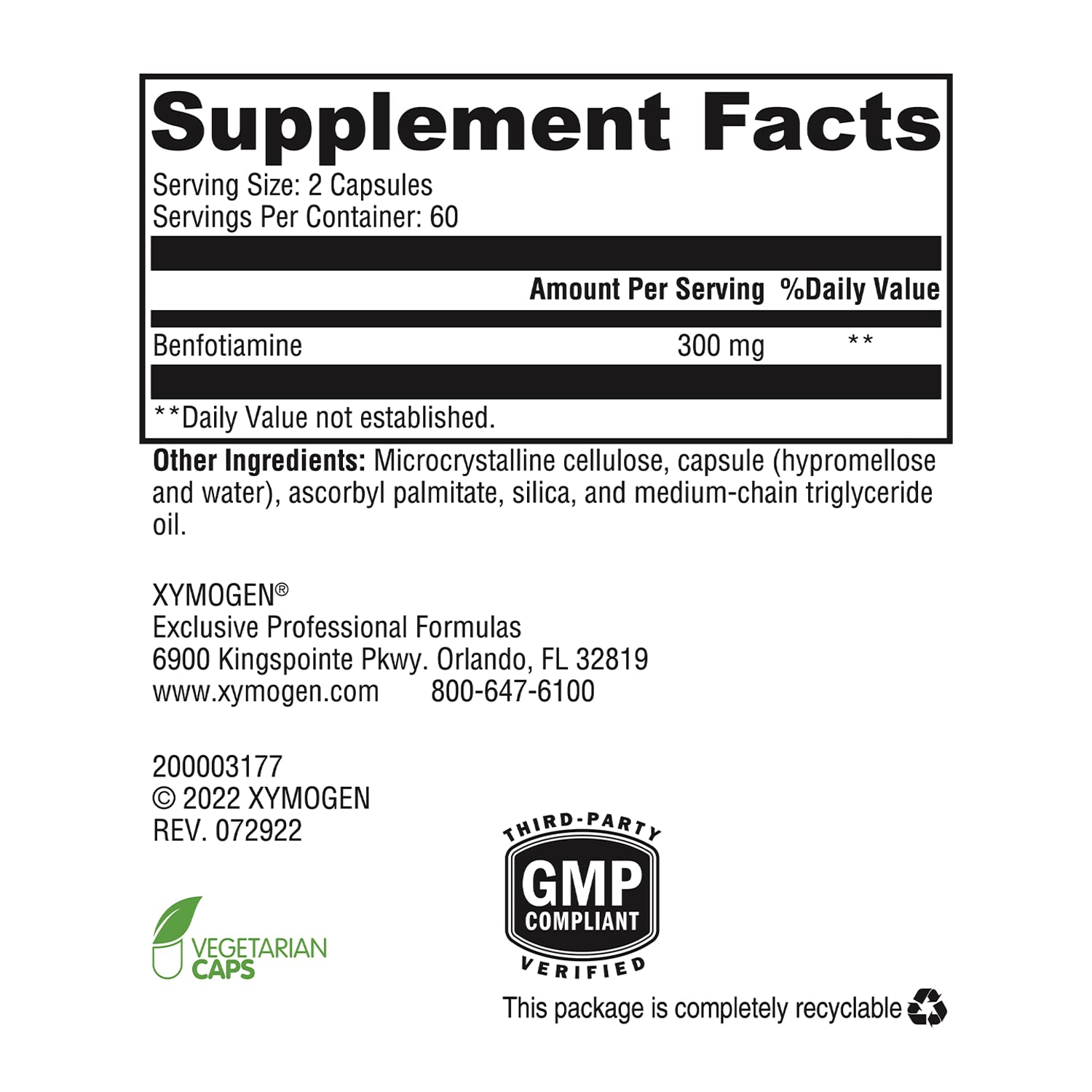 XYMOGEN Benfotiamine 300mg – gros-plan-gelules: capsule distincte, facile à repérer lors du rituel.