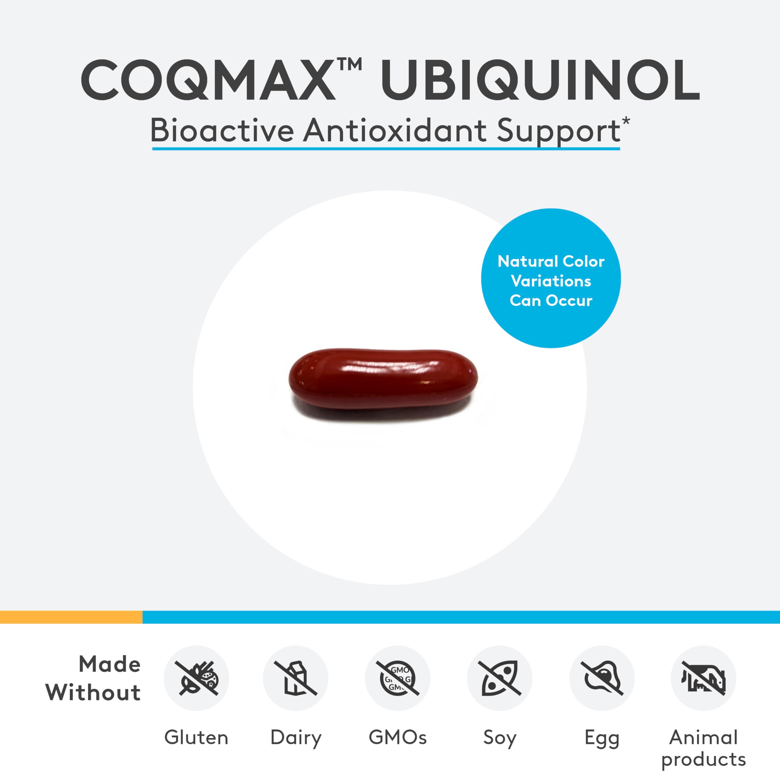 Xymogen CoQmax: gelules softgel faciles à ingérer quotidiennement.