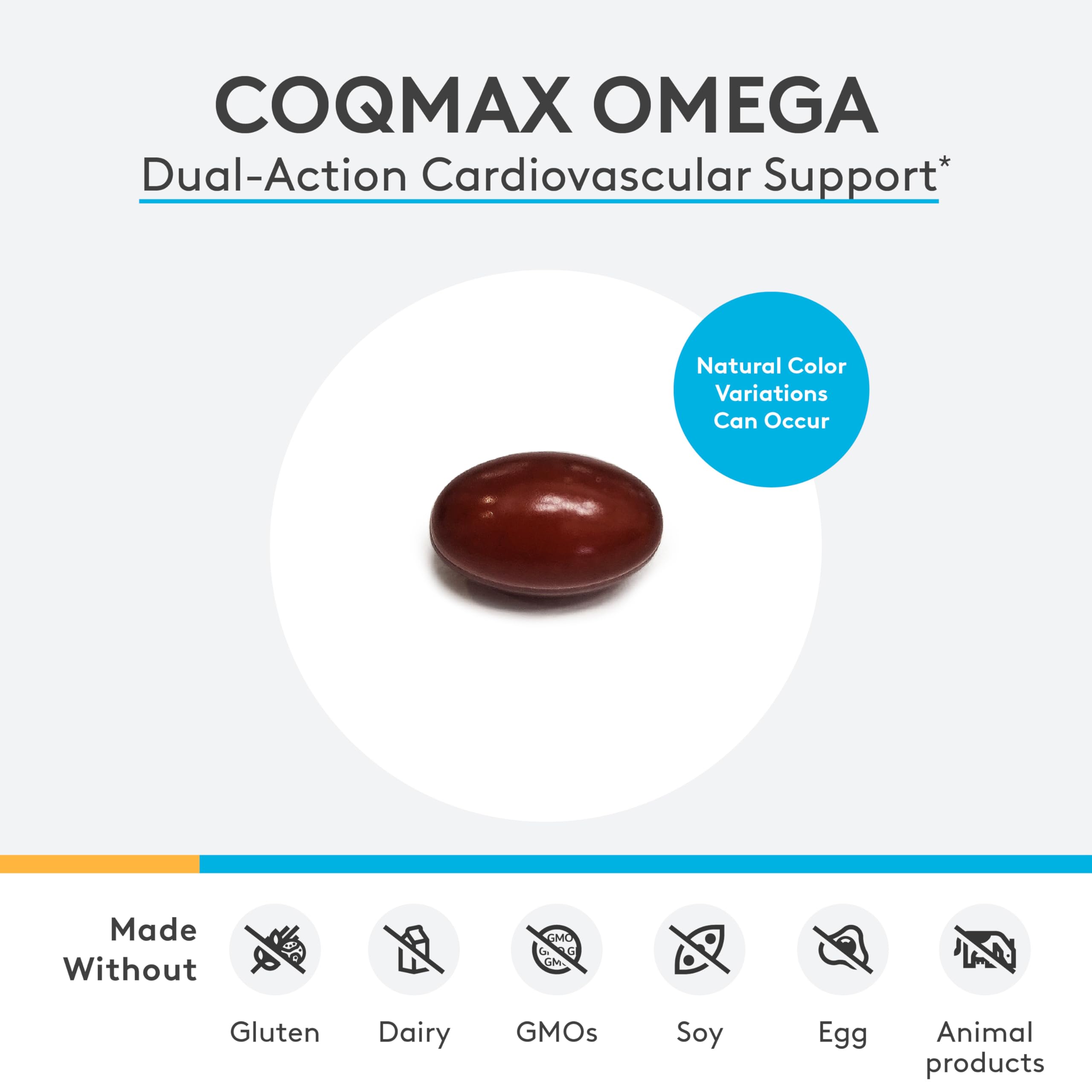 Bouteille Xymogen CoQmax Omega 50 mg avec 120 gélules et EPA/DHA.
