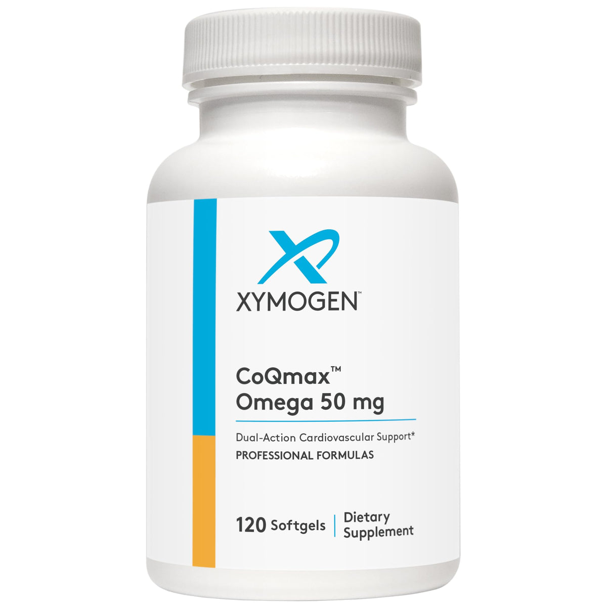 Xymogen CoQmax Omega 50 mg, capsule, soutien potentiel énergie quotidienne et vitalité.