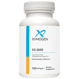 XYMOGEN D3 2000: bouteille montrant les gélules biodisponibles pour le quotidien.