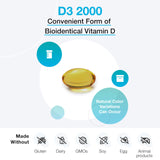 XYMOGEN D3 2000: étiquette de la bouteille claire et traçable.