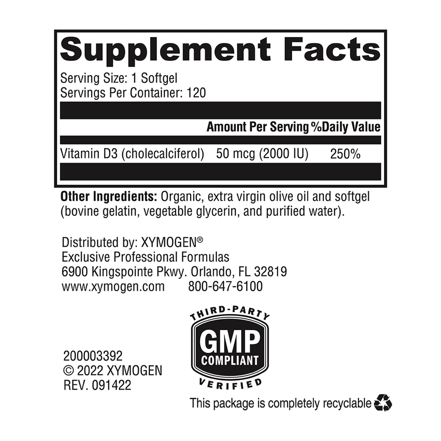 XYMOGEN D3 2000: prise quotidienne facile et pratique.
