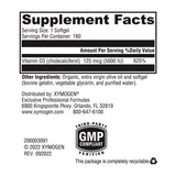 XYMOGEN D3 5000, étiquette lisible, formule bio-disponible pour os et cœur.