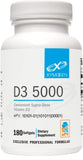 XYMOGEN D3 5000, bouteille de gélules molles, soutien immunitaire potentiel en vitamine D.